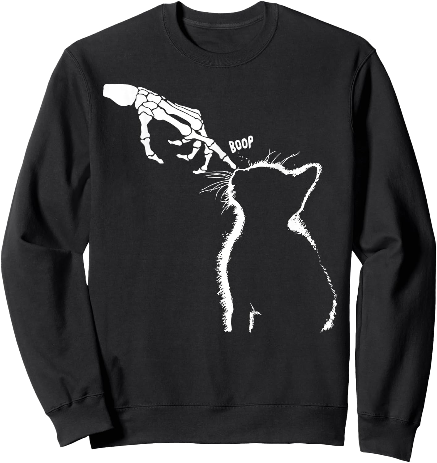 Cat Halloween Costume Funny Skeleton Hand Boop Cat Nose Pet Men Women Kids Sweatshirt - Sweatshirt | Black
