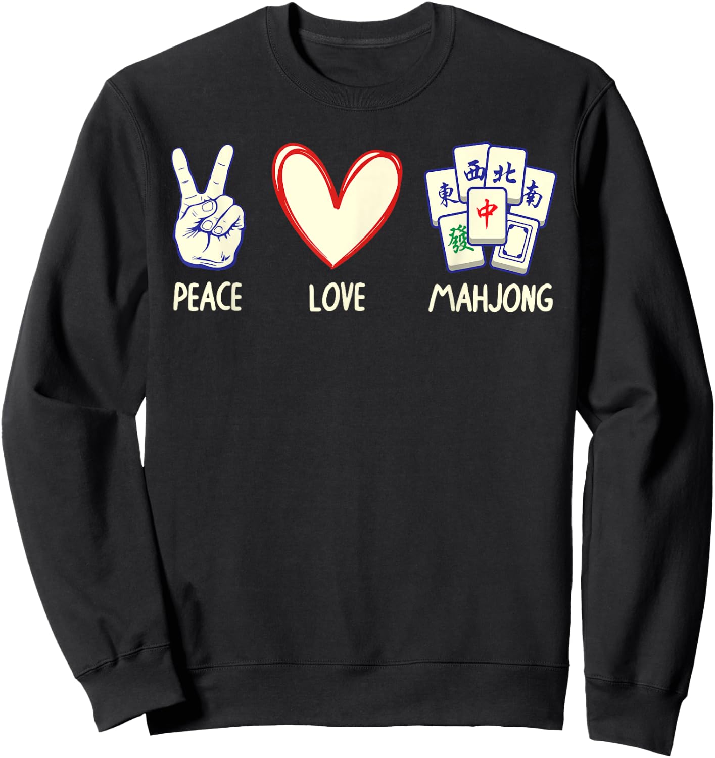 Funny Mahjong Art Women Chinese Mah Jongg Game Lover Small Sweatshirt - Sweatshirt | Black