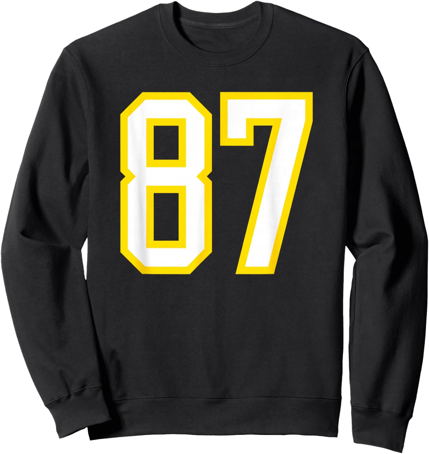 Yellow White Sports Team Number 87 Sweatshirt - Sweatshirt | Black