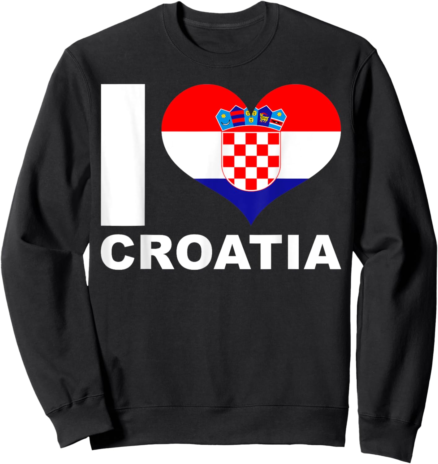 I Love Croatia - Heart Flag Croatia Sweatshirt - Sweatshirt | Black
