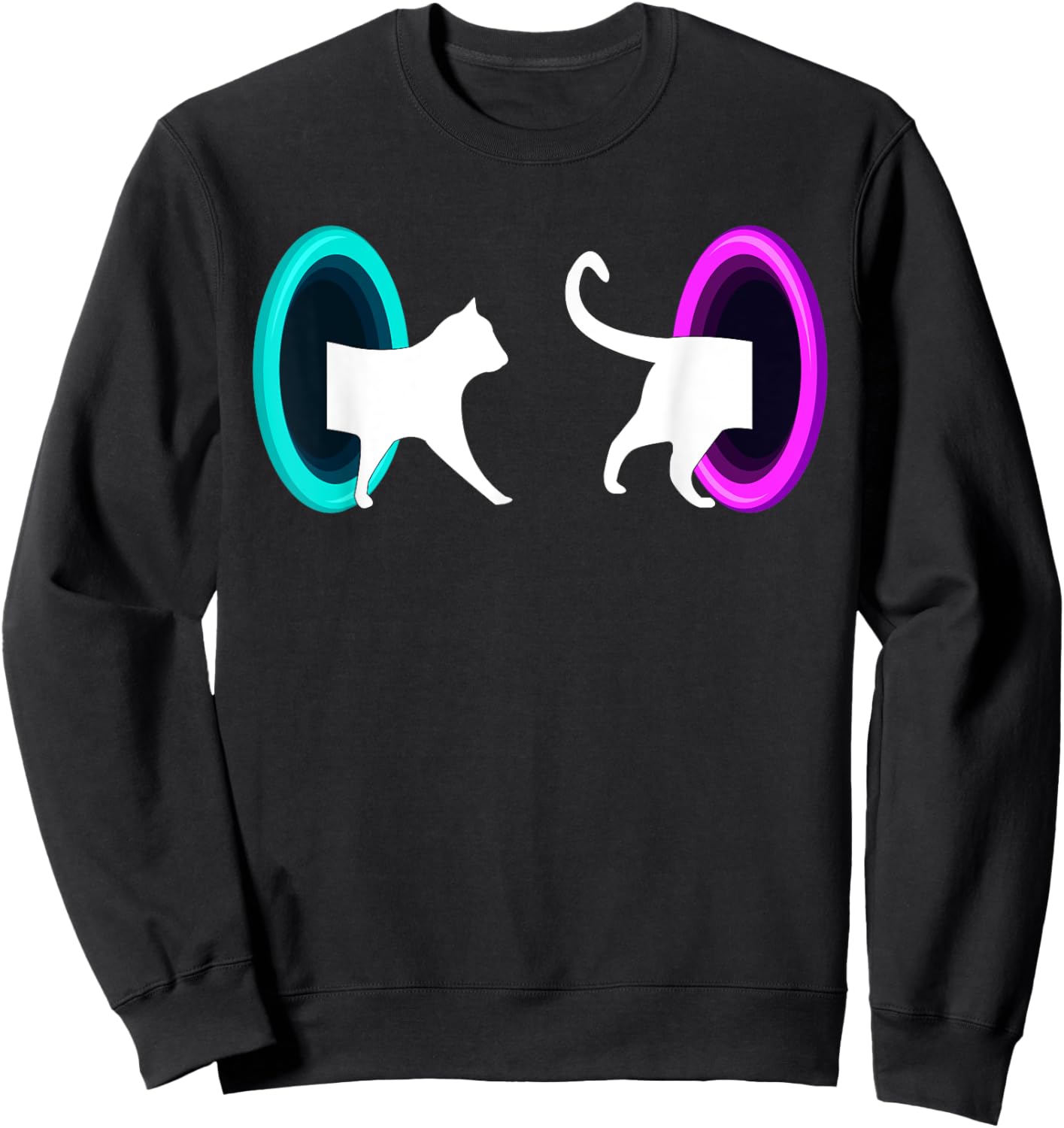 Cat Portal - Cat Time Travel, Science Cat, Physics Cat Sweatshirt - Sweatshirt | Black