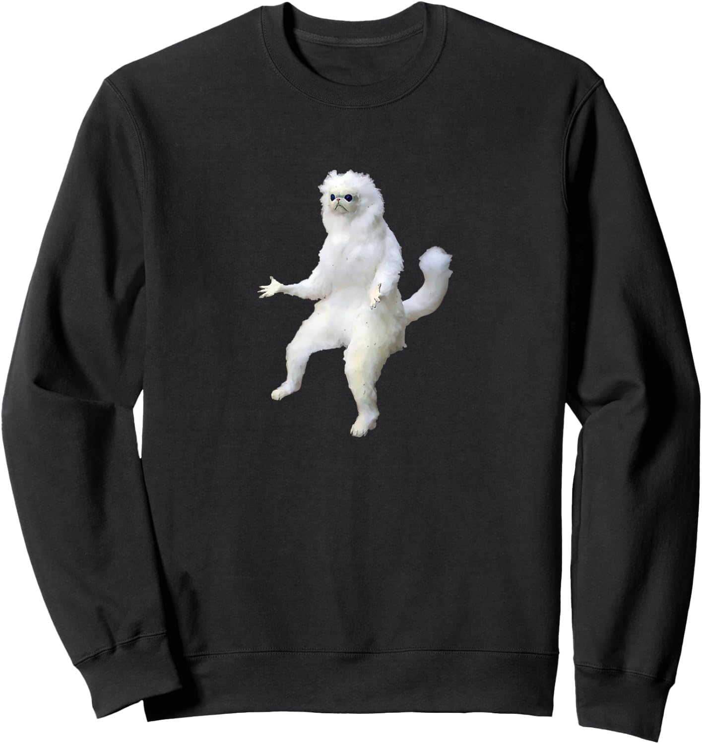 Persian Cat Room Guardian Meme Vital Rending Funny Cat Sweatshirt - Sweatshirt | Black