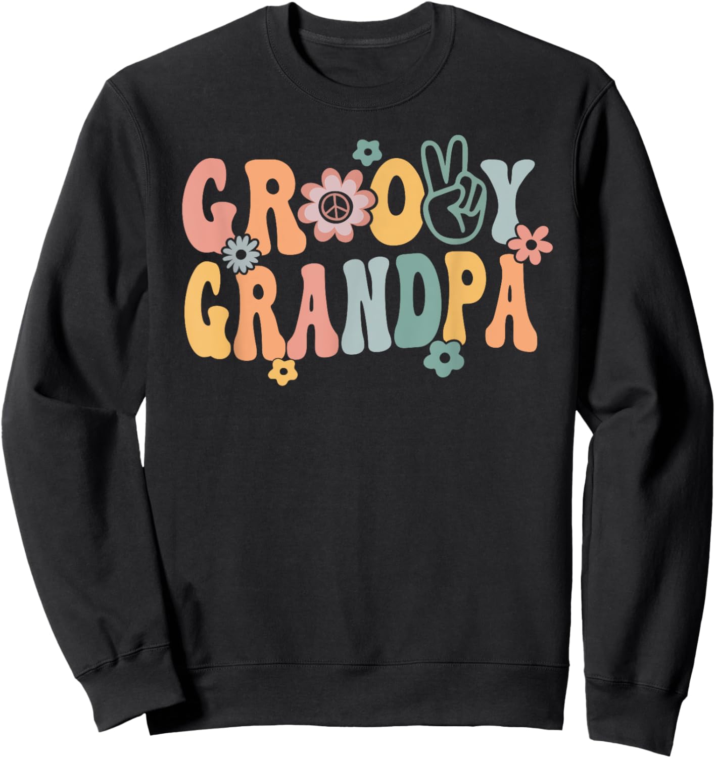 Groovy Grandpa Retro Opa Matching Family 1st Birthday Party Sweatshirt - Sweatshirt | Black