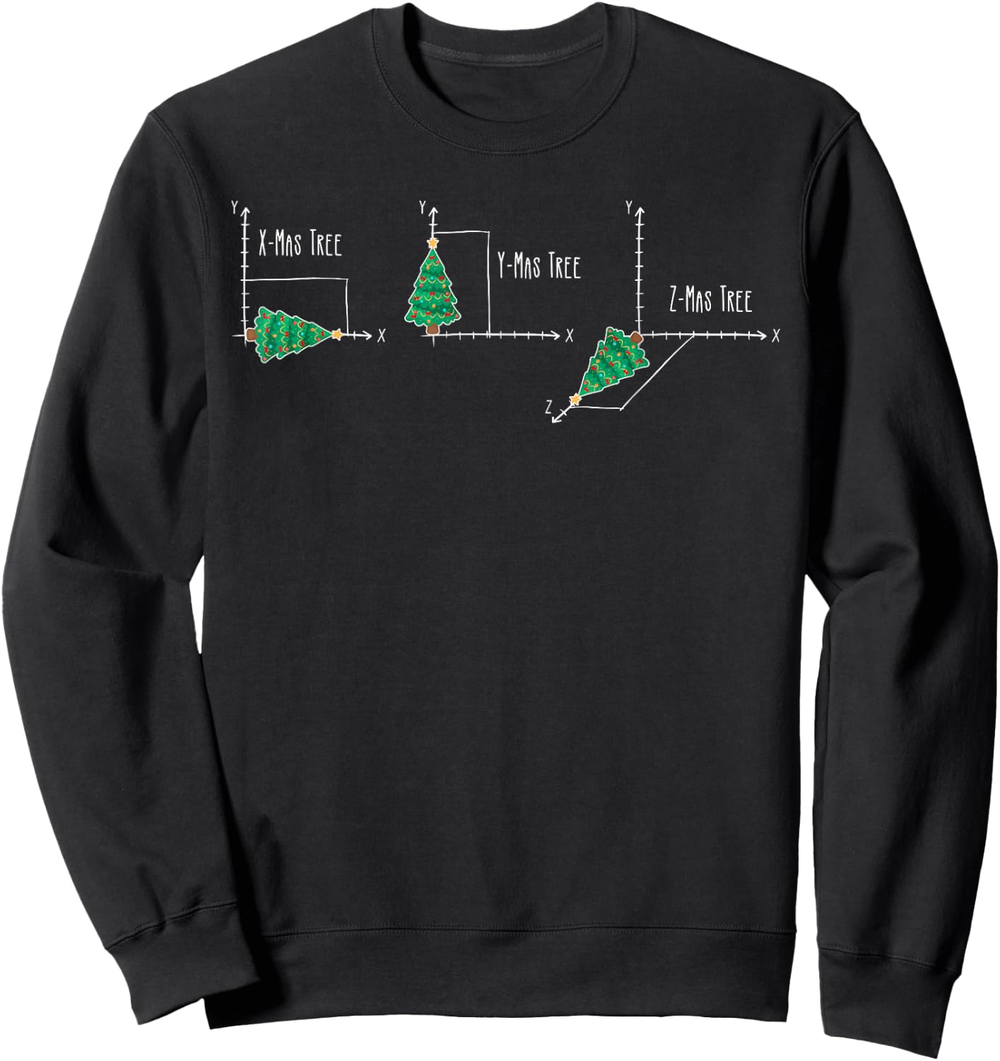 Funny Math Nerd X-Mas Tree Graph Geometree Christmas Teacher Sweatshirt - Sweatshirt | Black
