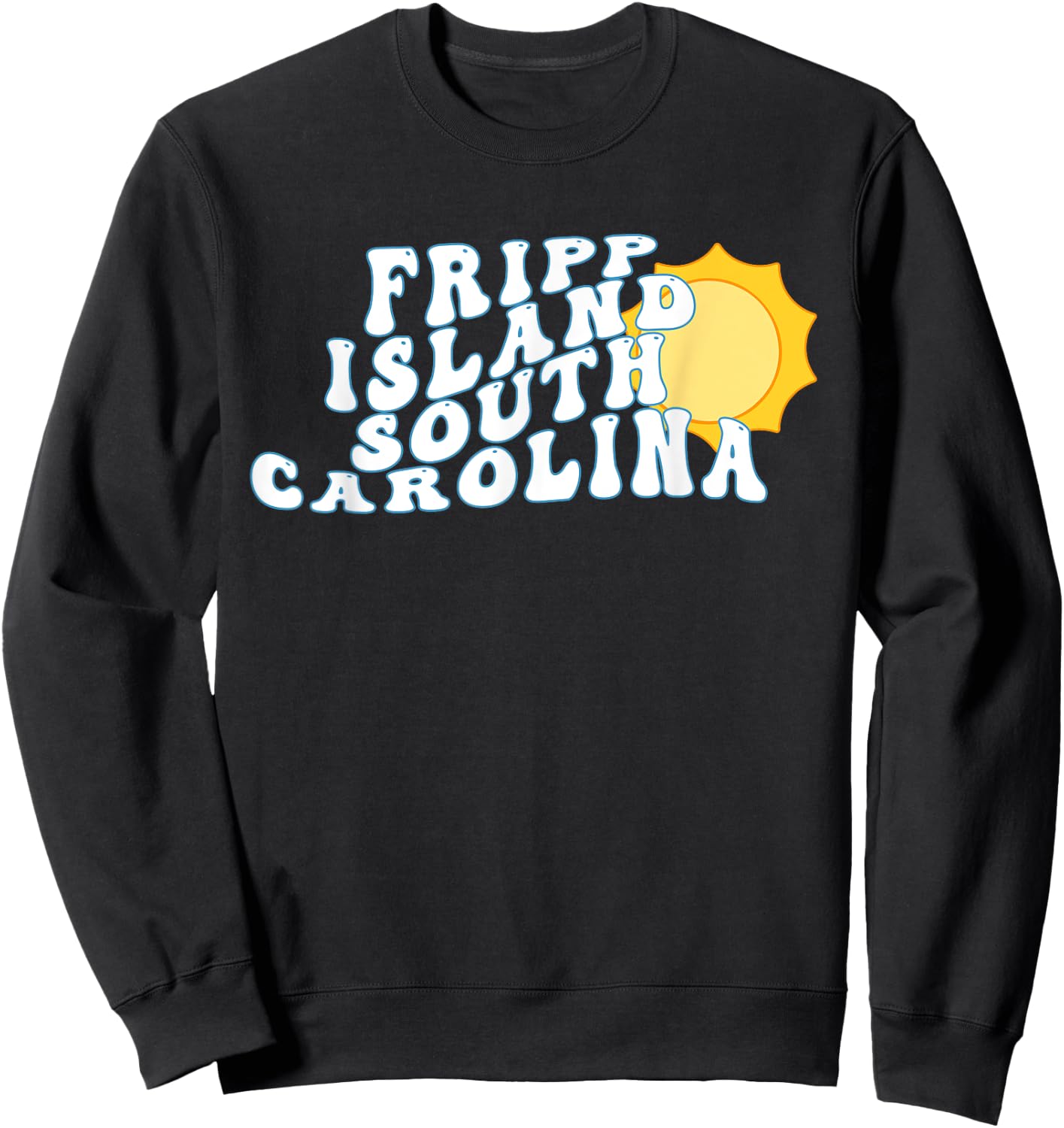 Fripp Island South Carolina SC Retro Wavy Vacation Souvenir Sweatshirt - Sweatshirt | Black