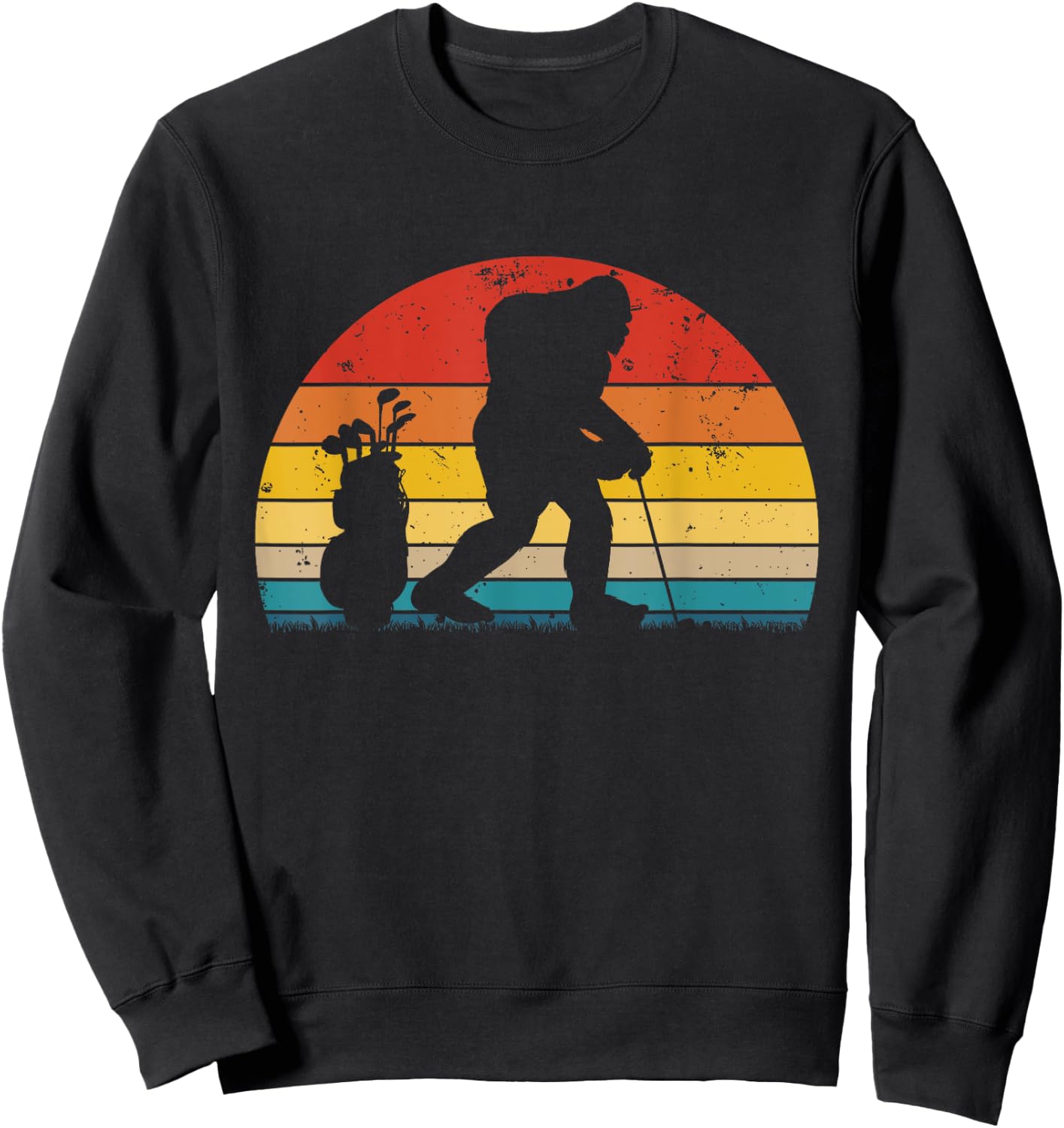 Retro Bigfoot Golf funny Bigfoot Golfing Sweatshirt - Sweatshirt | Black