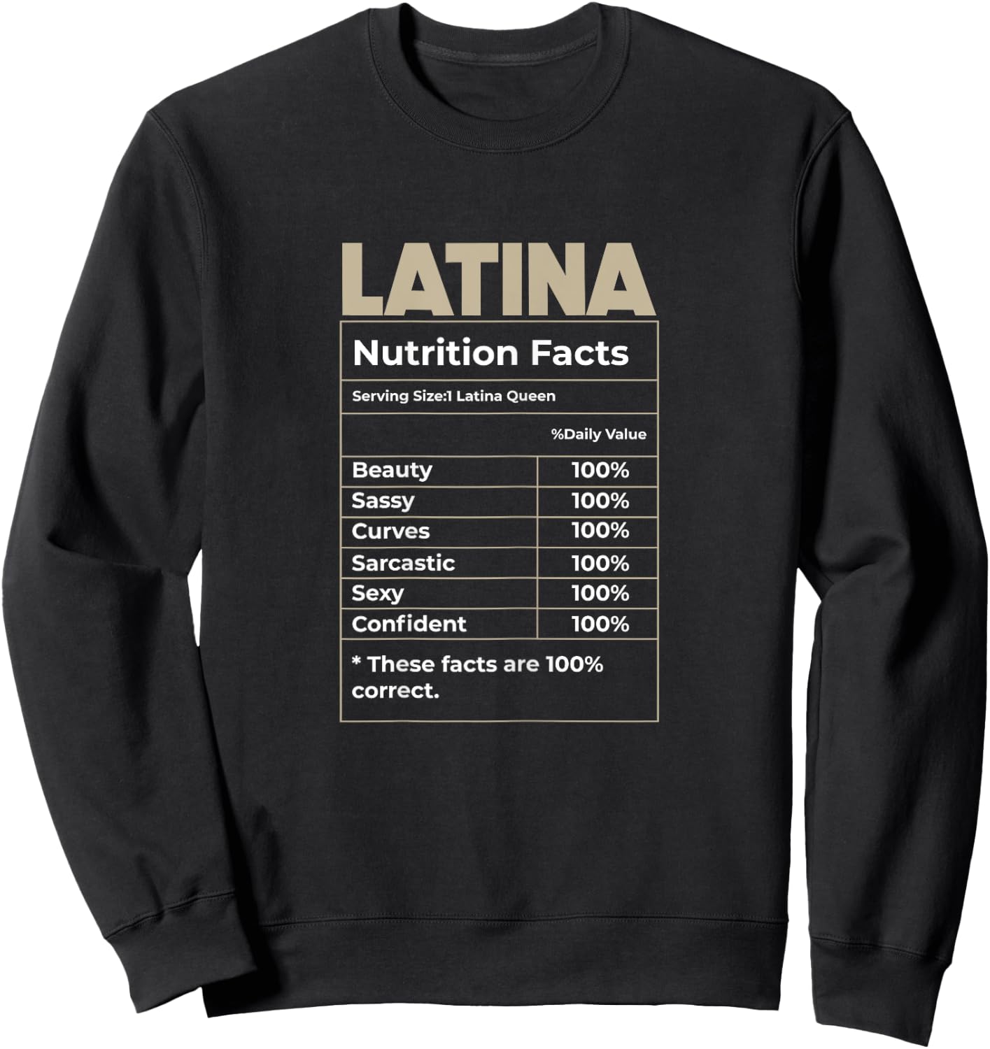 Latina Nutrition Facts Latin American Sweatshirt - Sweatshirt | Black