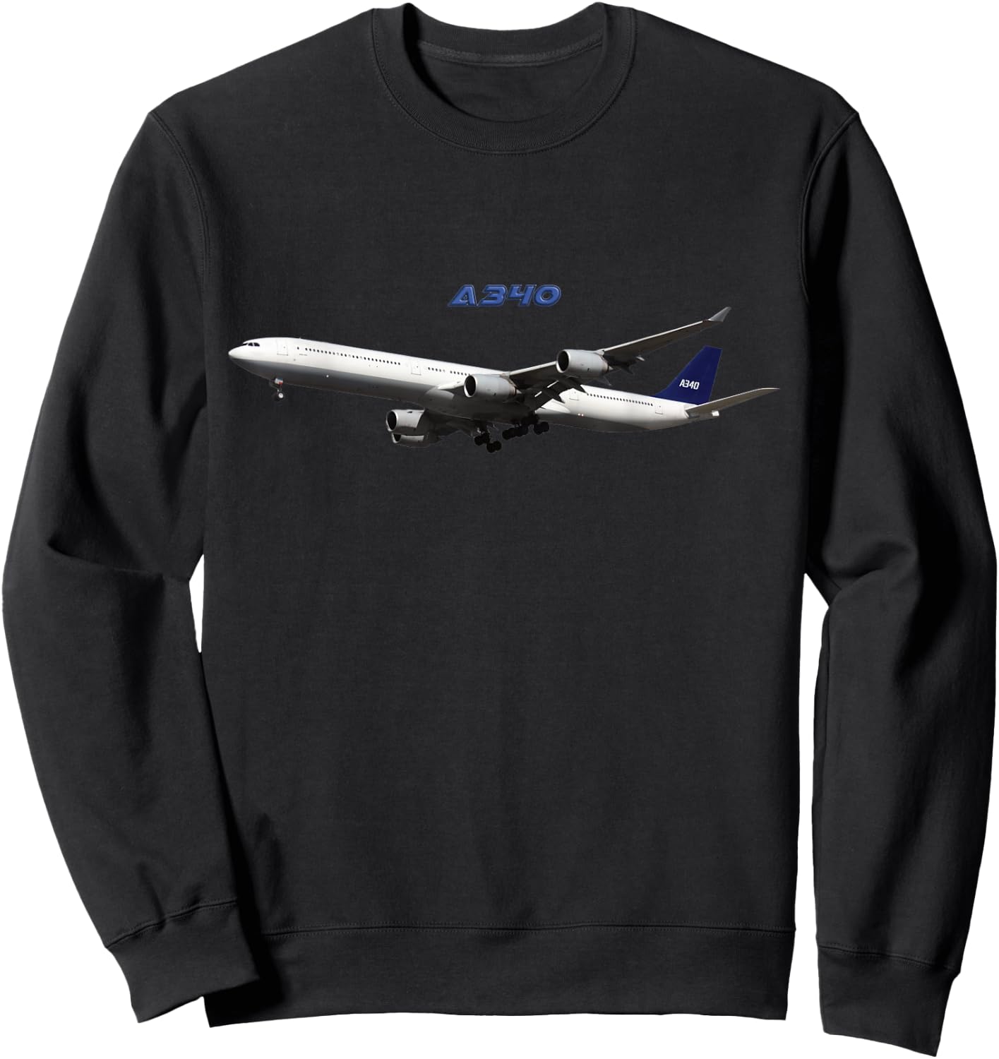 A340 Passenger Airliner, Aeroplane, Wide Body Plane Sweatshirt - Sweatshirt | Black