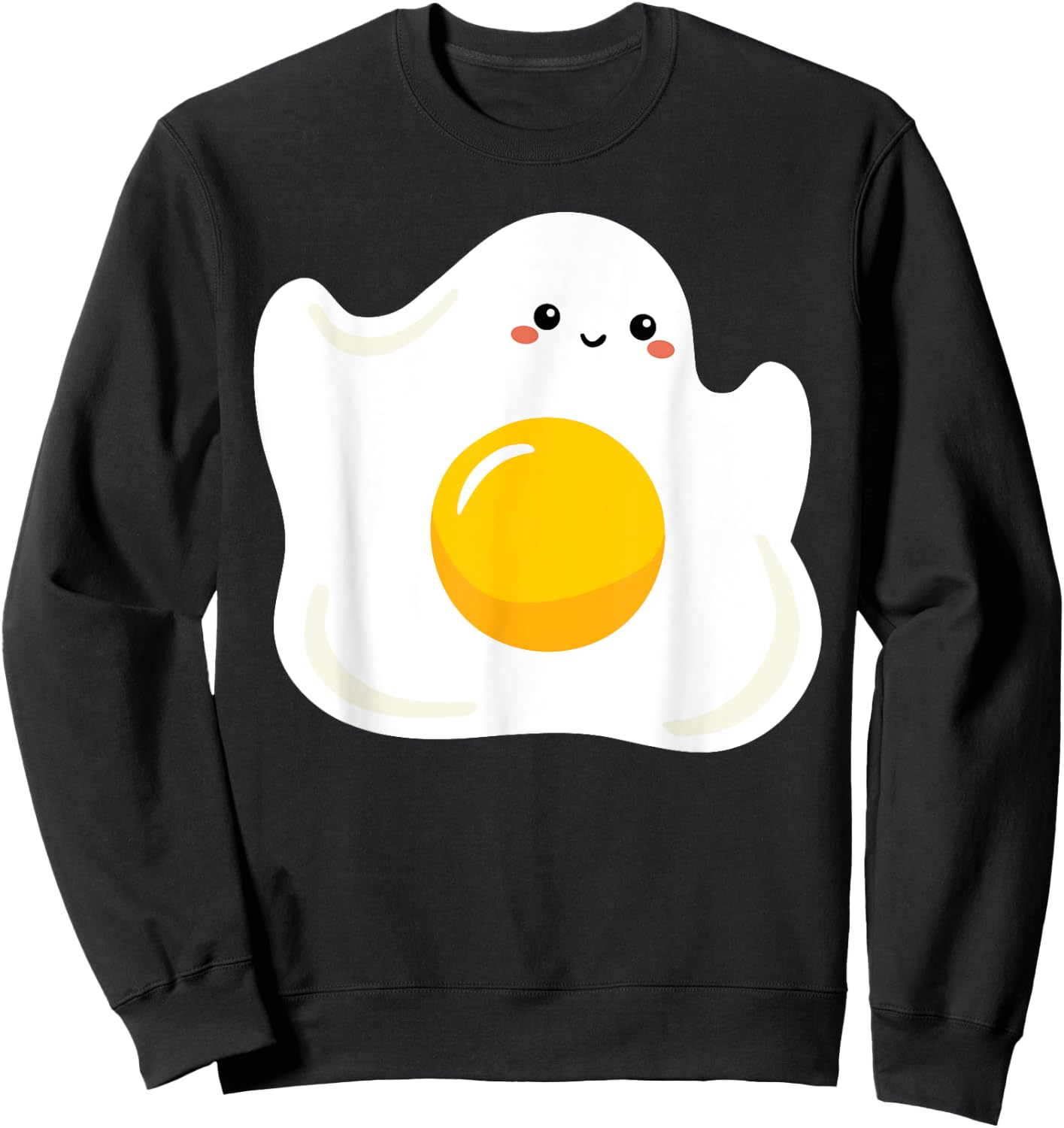 Cute Ghost Fried Egg Costume Funny Halloween Egg Sweatshirt - Sweatshirt | Black