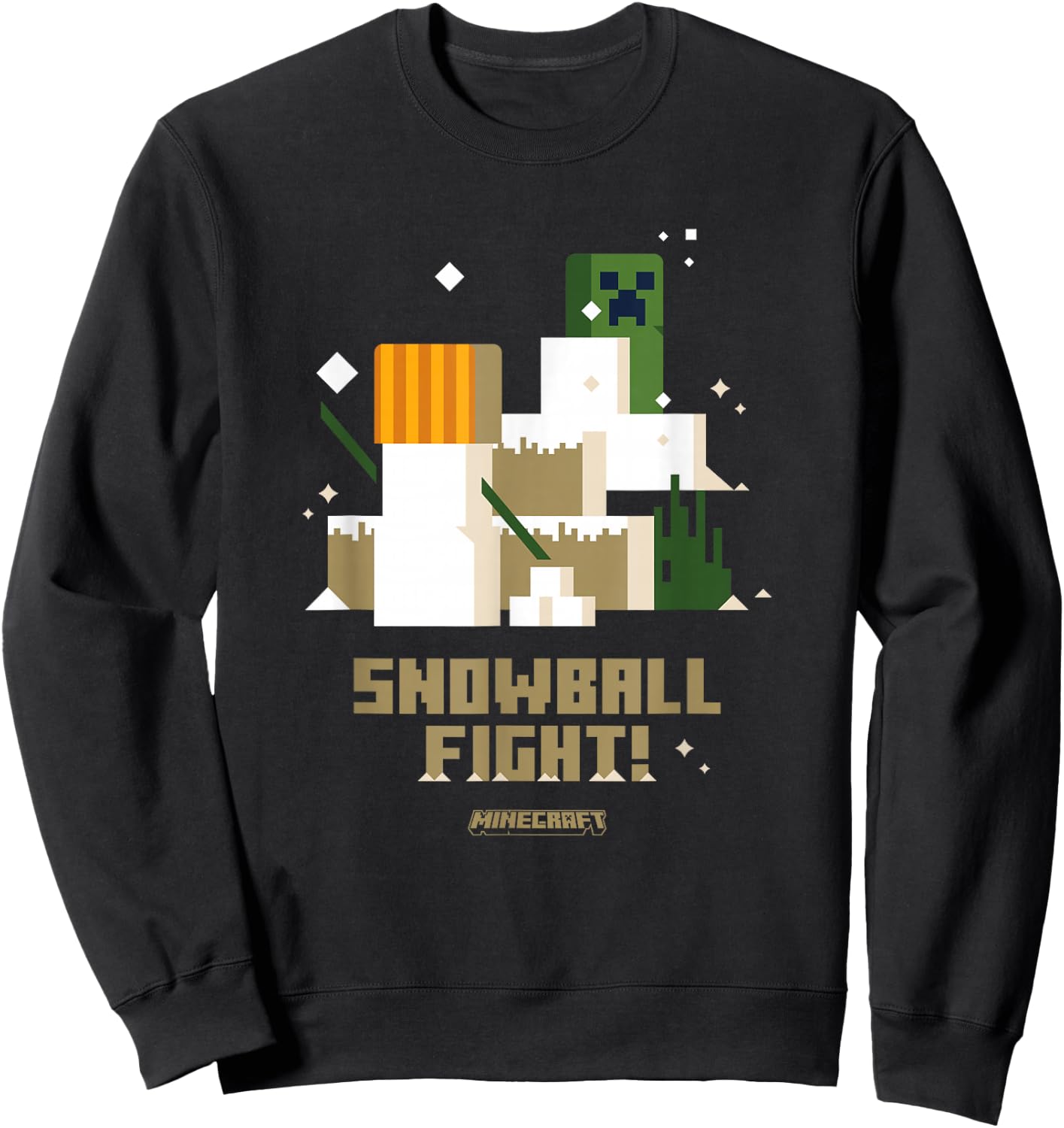 Minecraft Christmas Snowball Fight! Snow Golem VS Creeper Sweatshirt - Sweatshirt | Black