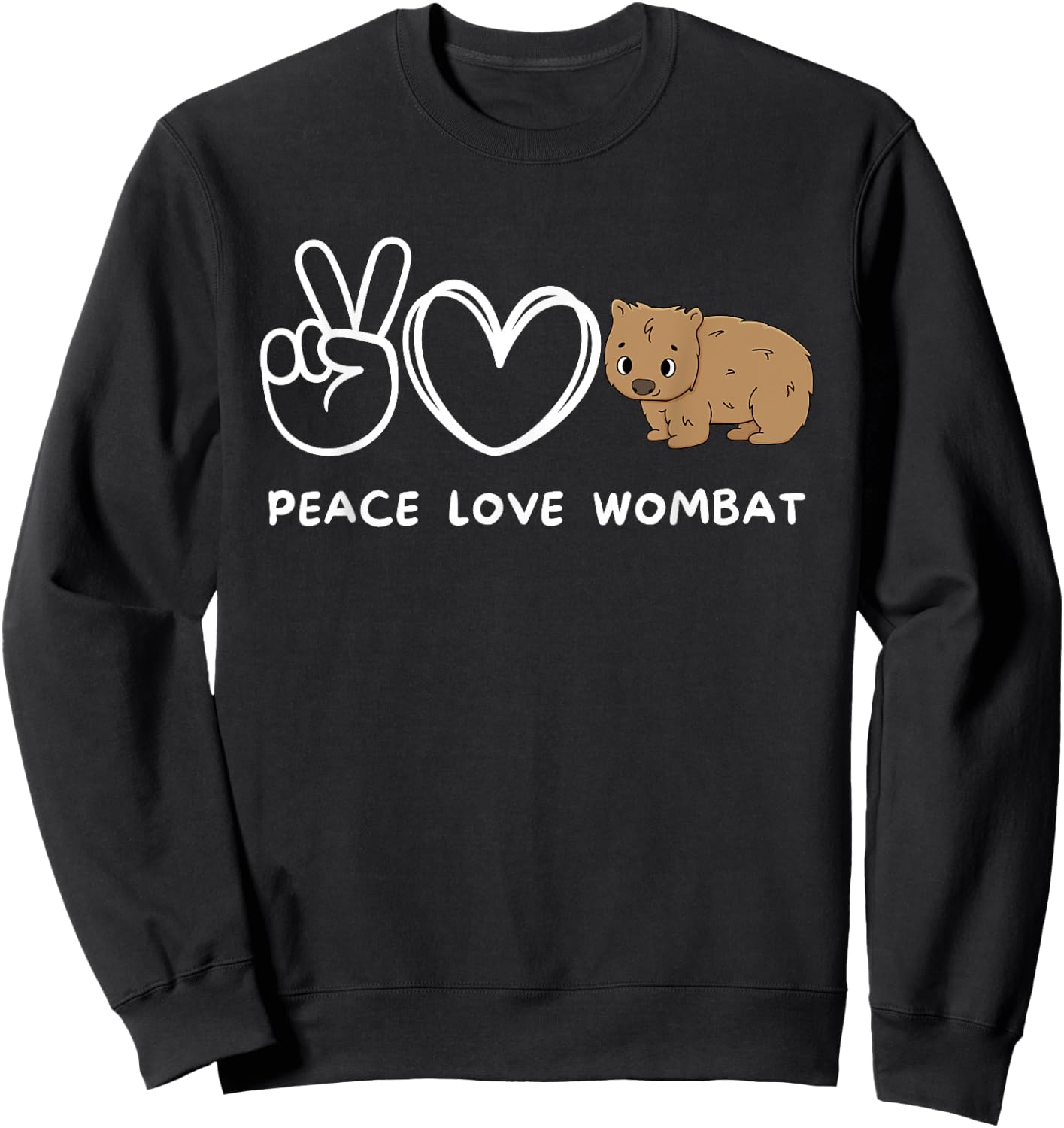 Peace, Love Wombat Retro Wombat Lover Animals Lover Sweatshirt - Sweatshirt | Black