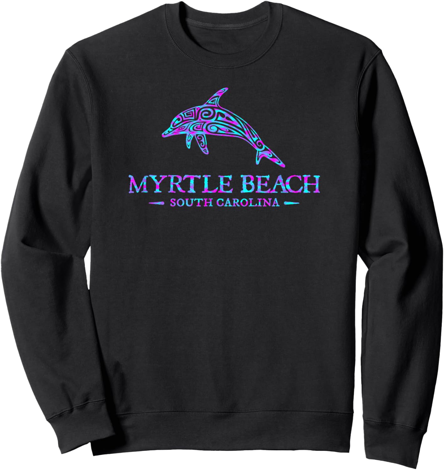 Myrtle Beach South Carolina Dolphin Boys Girls Souvenir Sweatshirt - Sweatshirt | Black