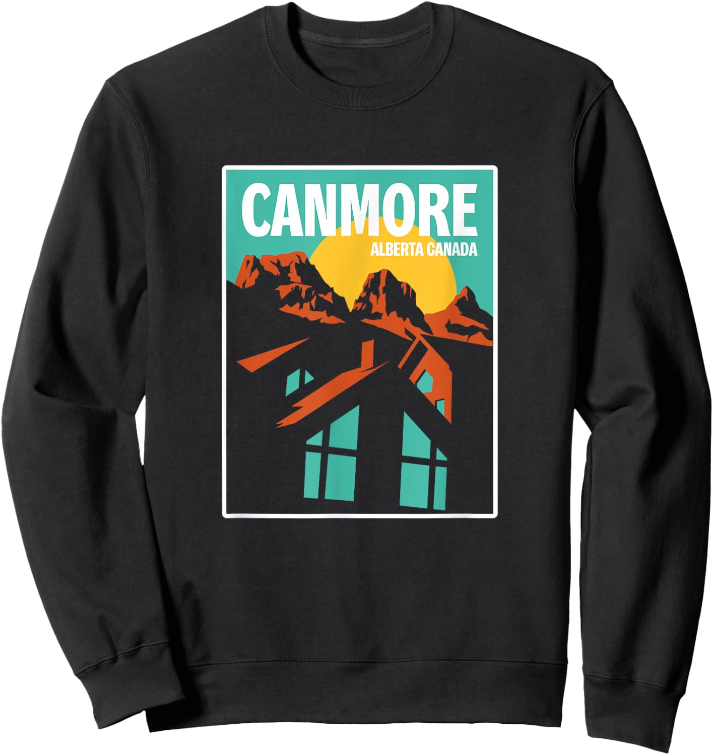 Retro Canada Alberta Canmore Three Sisters Mountains Gift Sweatshirt - Sweatshirt | Black