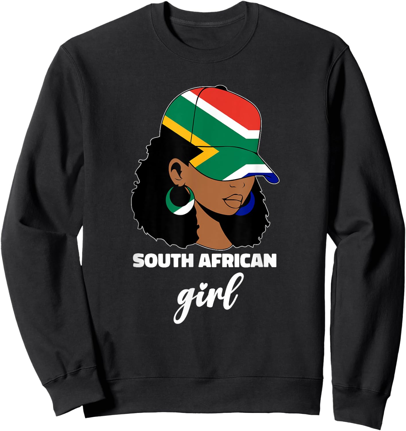 South African Girl Woman South Africa Flag Afro Sweatshirt - Sweatshirt | Black