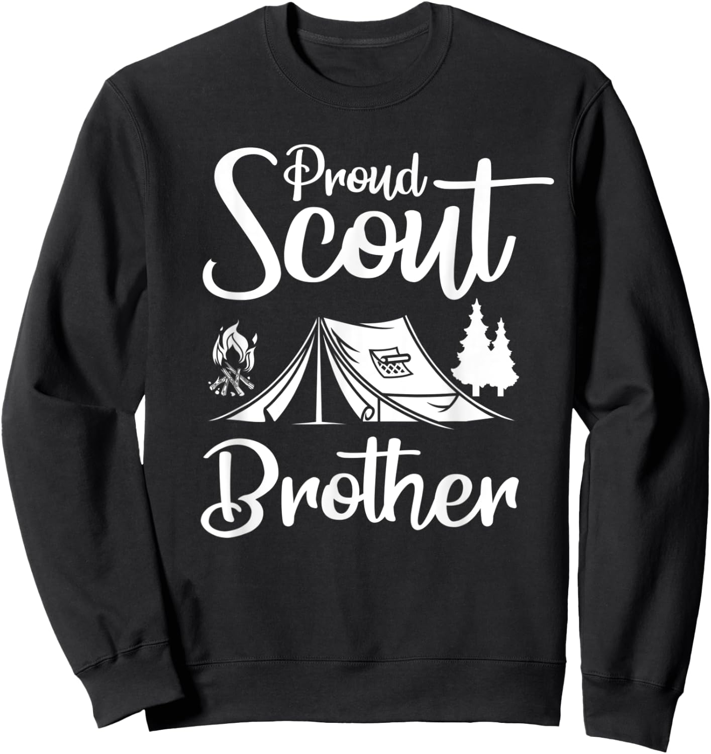 Proud Scout Brother Camping Scouting Tent Scout Leader Sweatshirt - Sweatshirt | Black