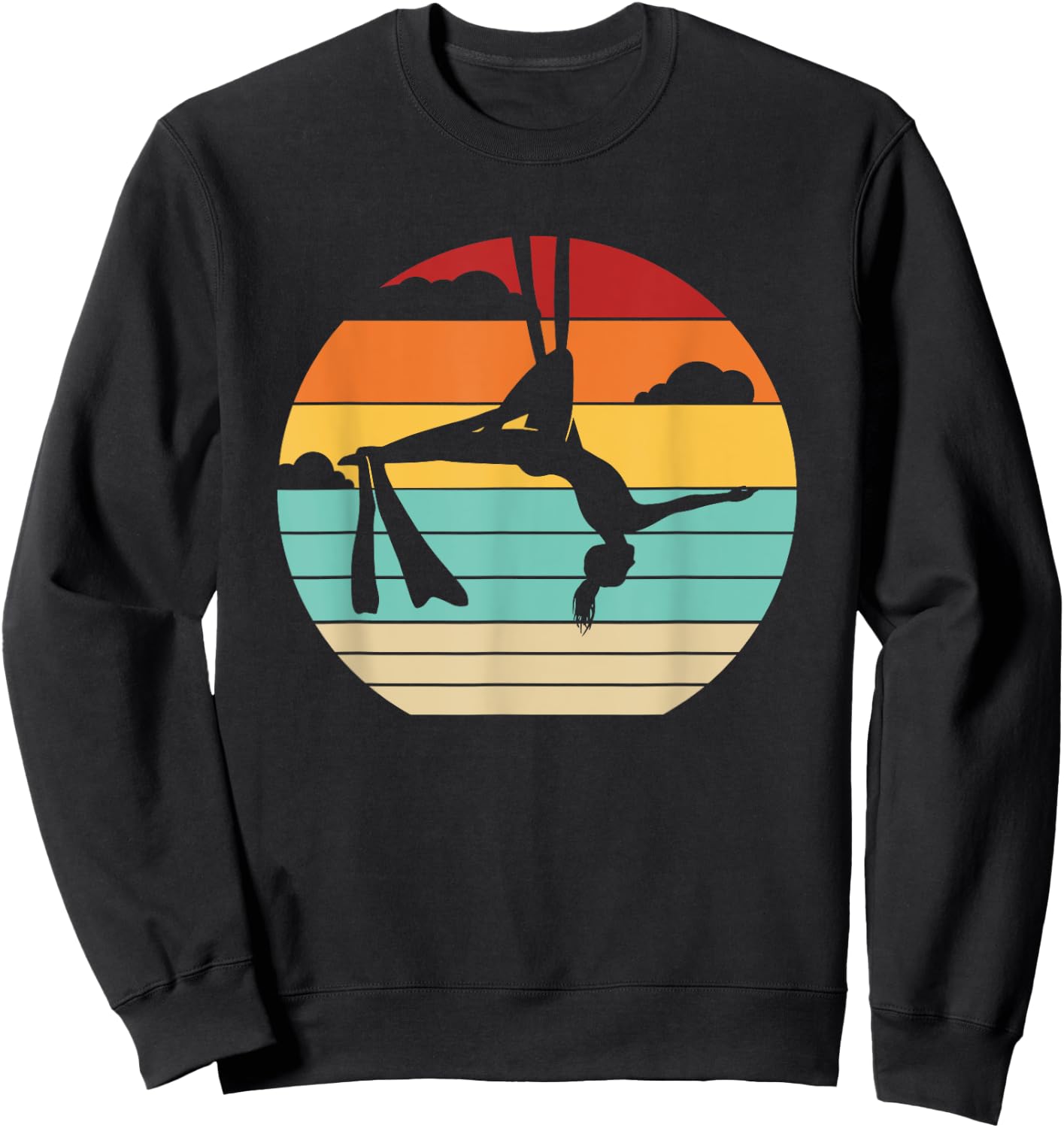 Retro Aerial Yoga Aerialist Gymnastics Dancer Aerial Silks Sweatshirt - Sweatshirt | Black