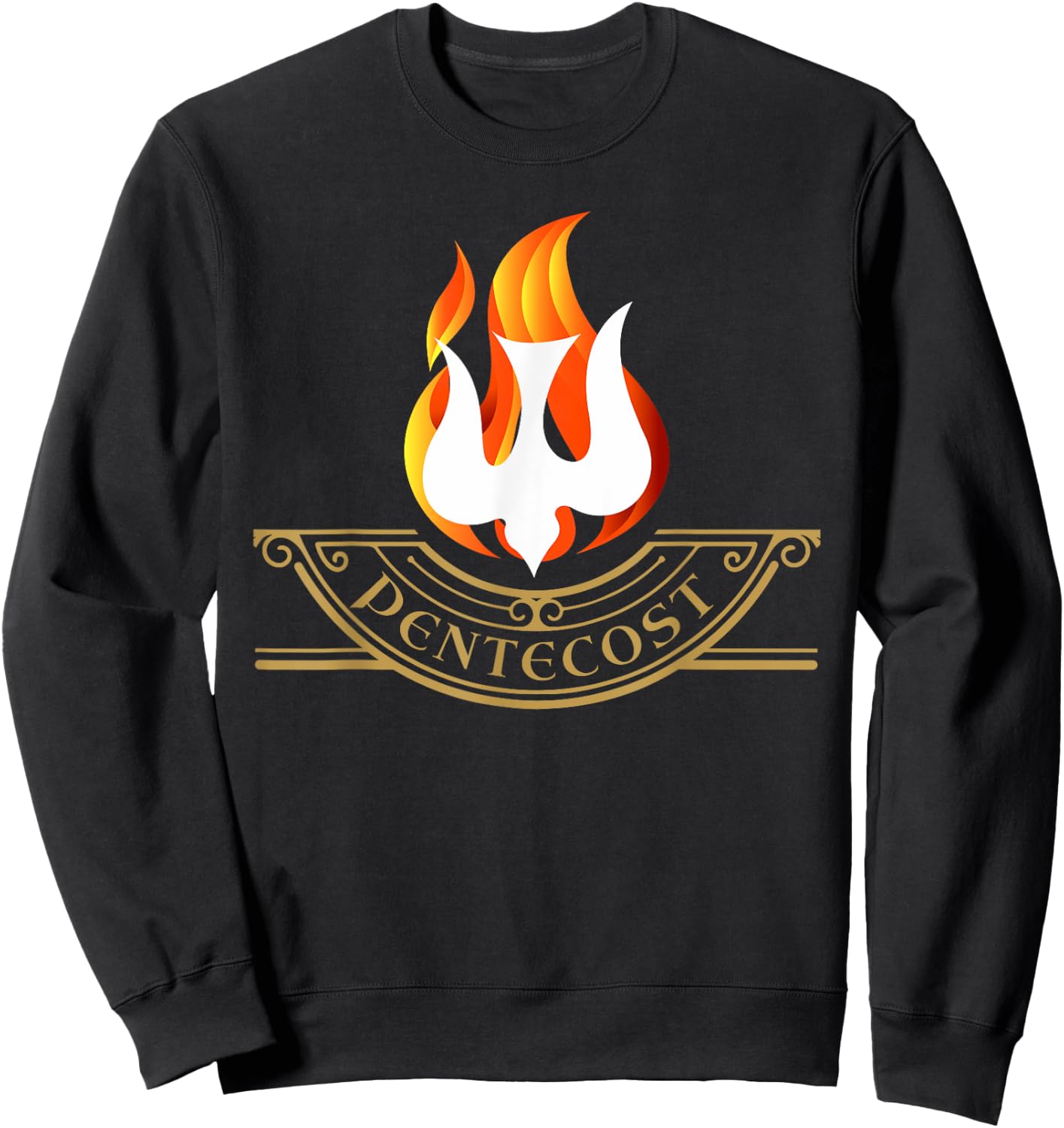 Peony Dove Tongue Fire Flame Holy Spirit Catholic Sweatshirt - Sweatshirt | Black