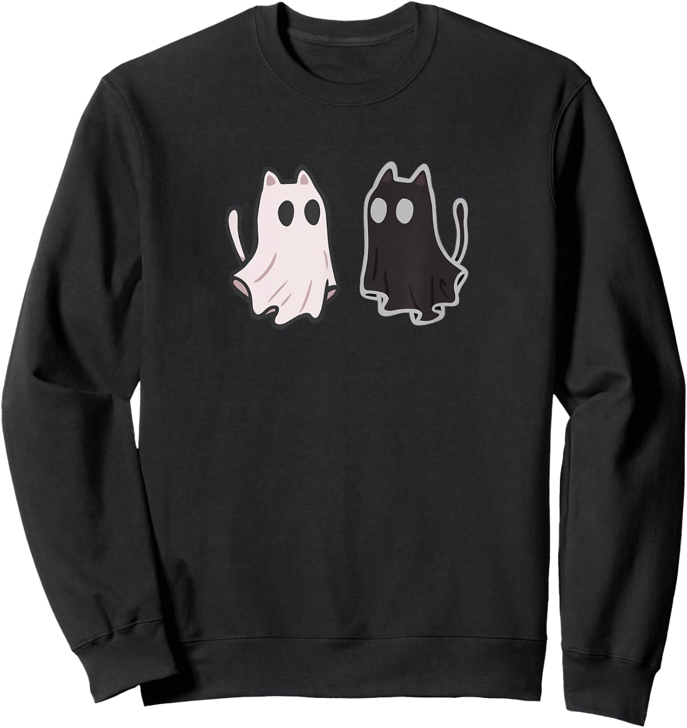 Flowing Little Cute Ghost Cats Sweatshirt - Sweatshirt | Black