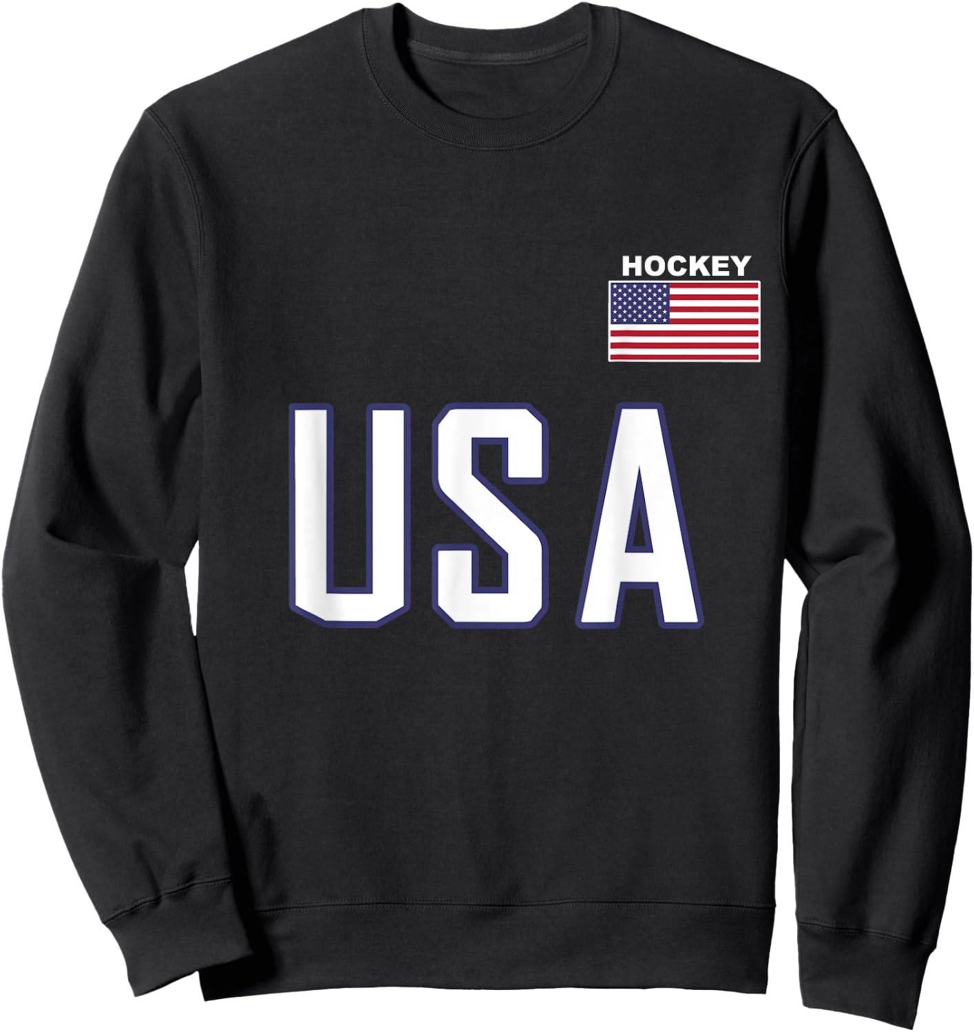 USA Flag Hockey Team Cool Player Equipment Apparel Men Women Sweatshirt - Sweatshirt | Black