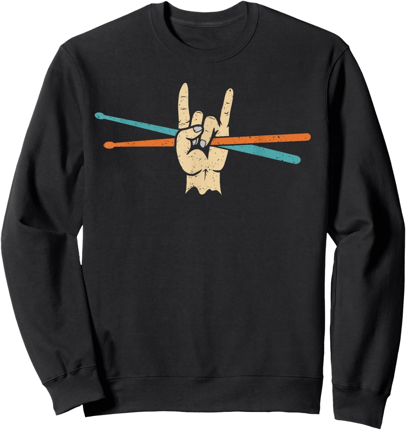 Retro Drum Sticks Art Men Boys Kids Percussion Drum Player Sweatshirt - Sweatshirt | Black