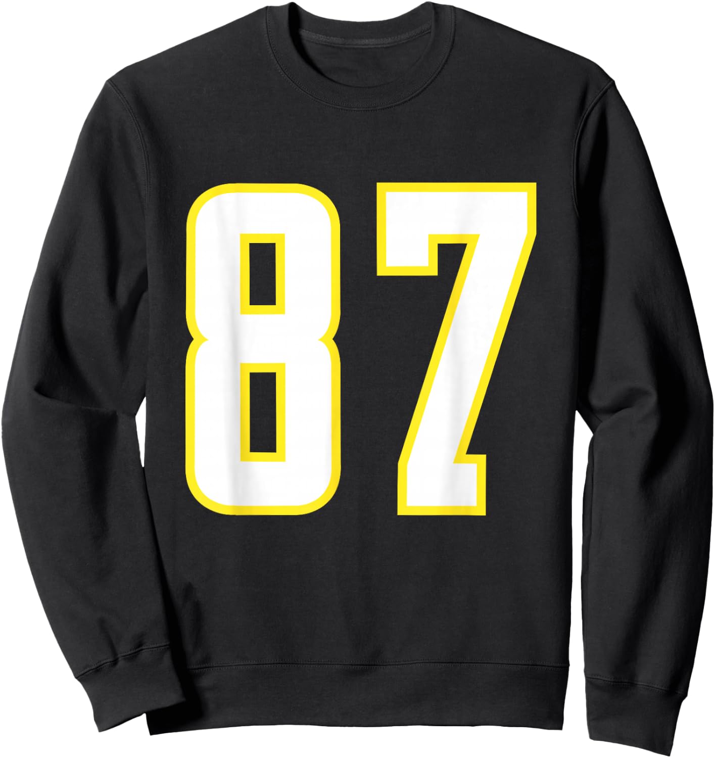 Yellow White Sports Team Number 87 Sweatshirt - Sweatshirt | Black