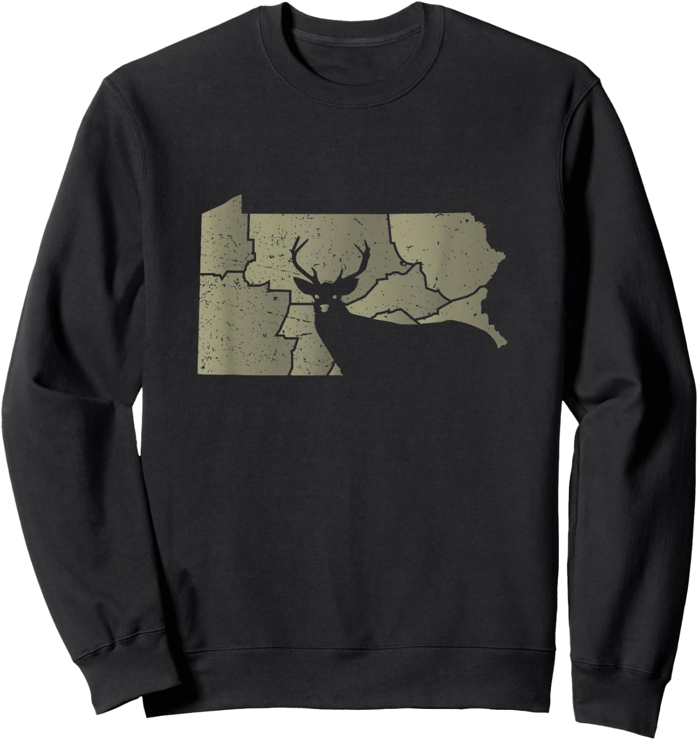 White-Tailed Deer Hunter Pennsylvania Map Shape Sweatshirt - Sweatshirt | Black