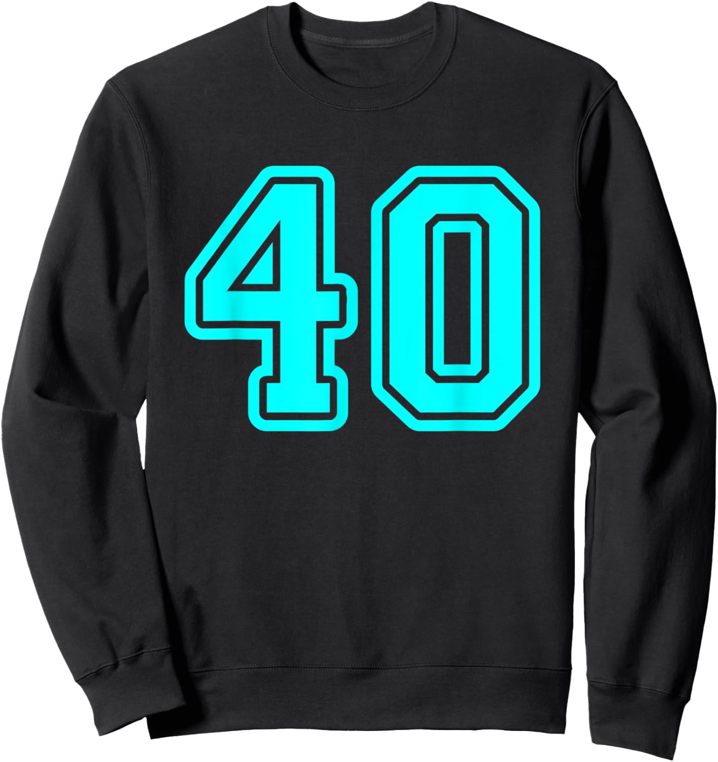 Jersey #40 Cyan Sports Team Player Fan Jersey Number 40 Sweatshirt - Sweatshirt | Black