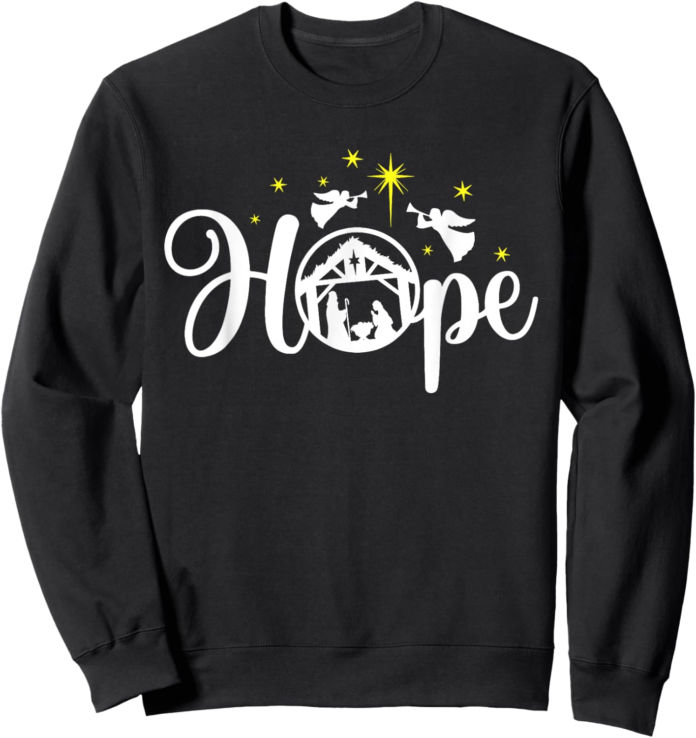 Christian Christmas Hope Jesus Nativity Scene Faith Sweatshirt - Sweatshirt | Black