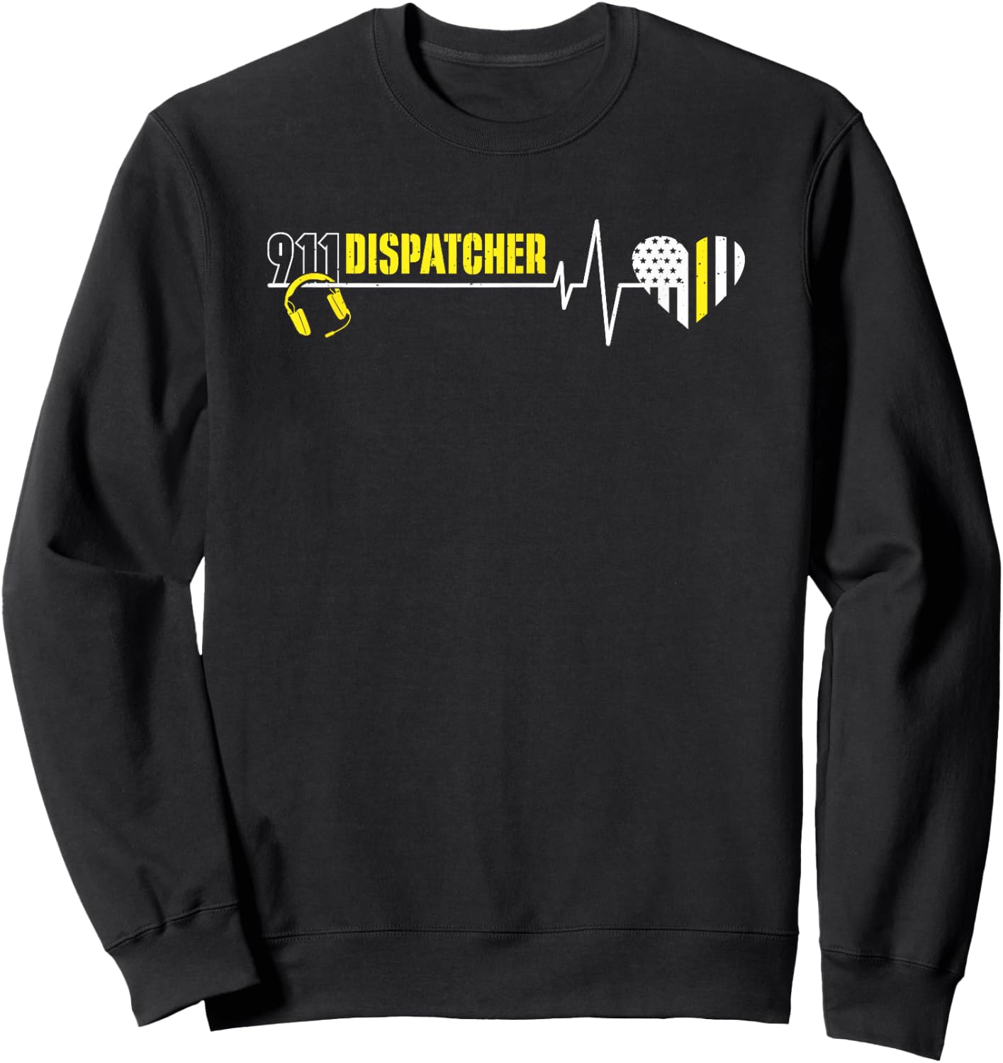 911 Dispatcher Heartbeat Dispatch Operator 911 Dispatcher Sweatshirt - Sweatshirt | Black