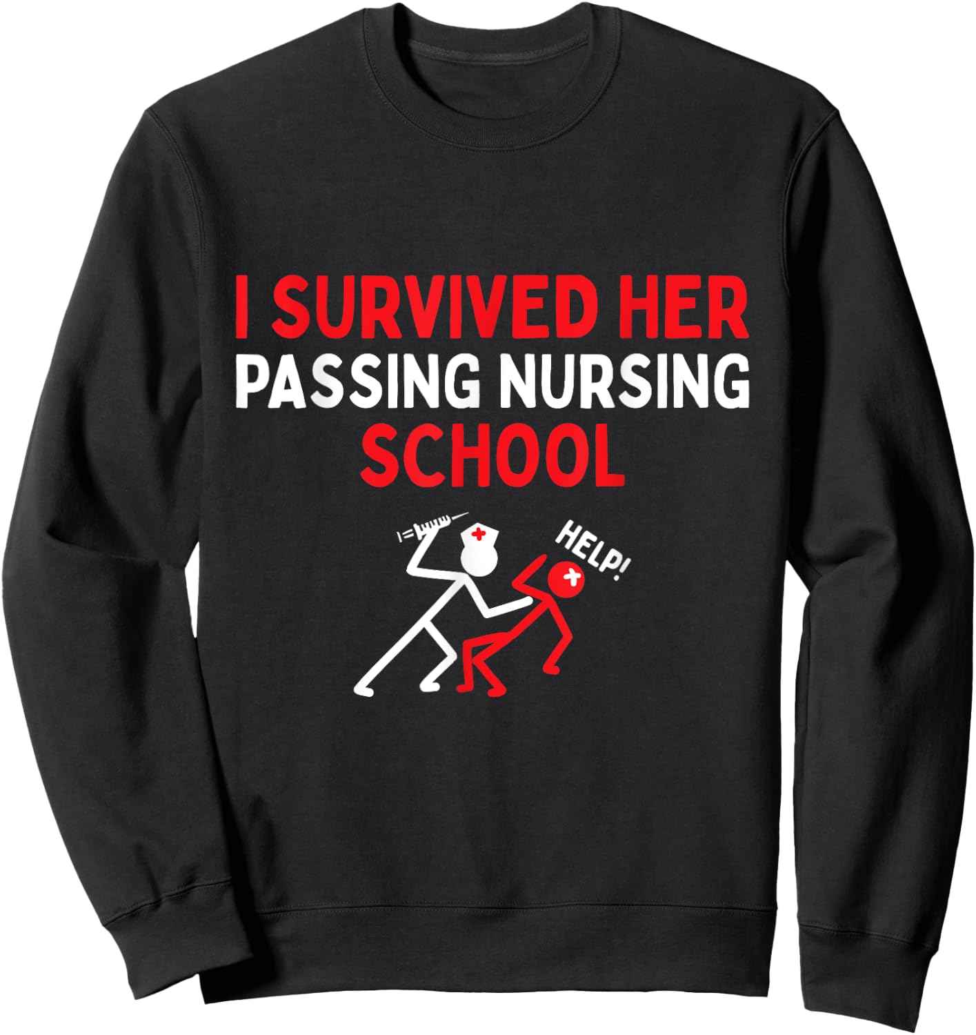 I Survived Her Passing Nursing School Graduate Nurse Sweatshirt - Sweatshirt | Black