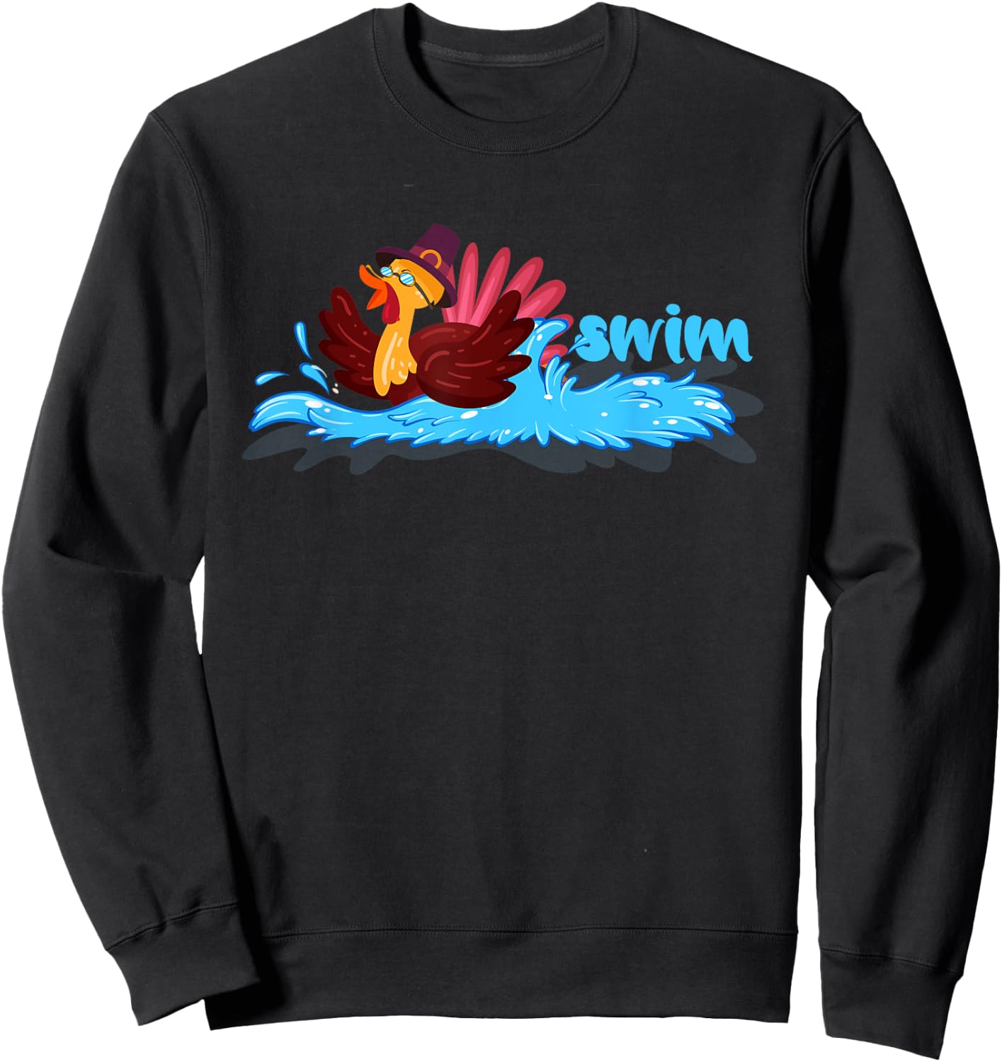 Turkey swim Costume Thanksgiving Running Turkey swimming Sweatshirt - Sweatshirt | Black