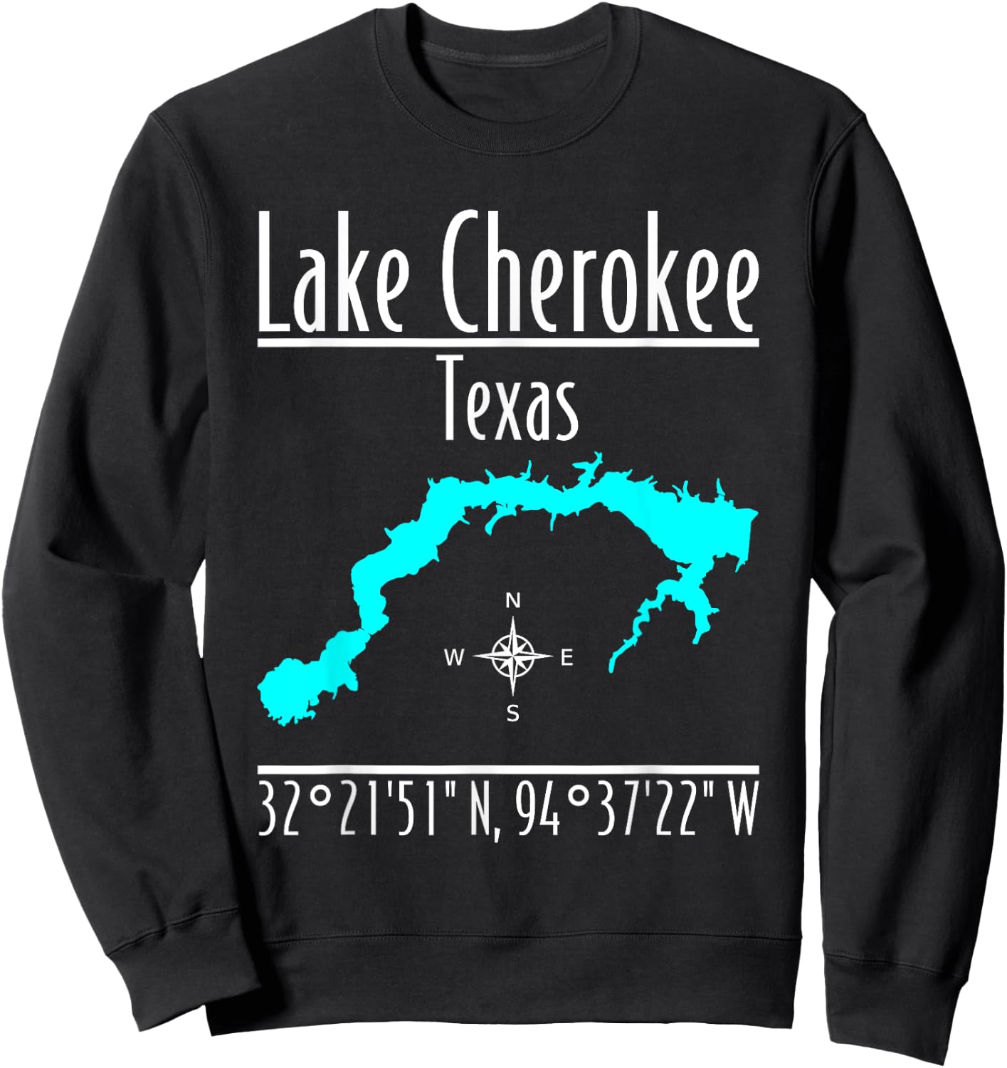 Modern Lake Cherokee, Texas Sweatshirt - Sweatshirt | Black