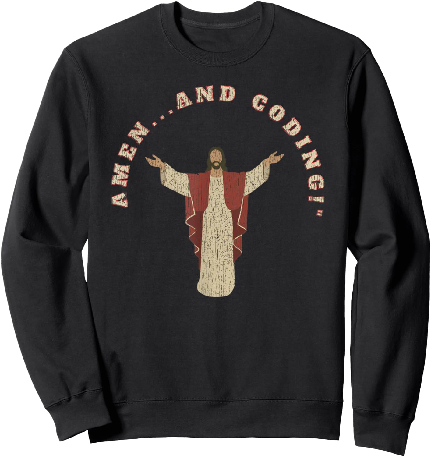 Vintage Jesus Coding Programmer Funny Meme Jesus Sweatshirt - Sweatshirt | Black