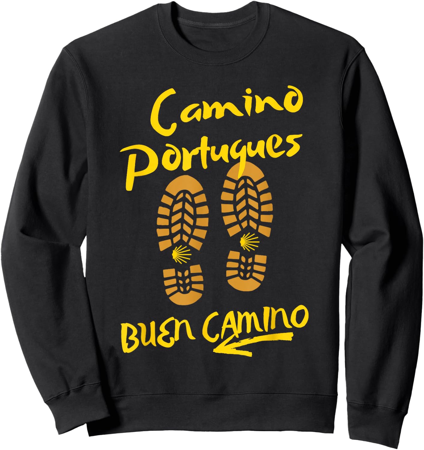 Camino Portugues, BUEN CAMINO, Hiking Boots Sweatshirt - Sweatshirt | Black