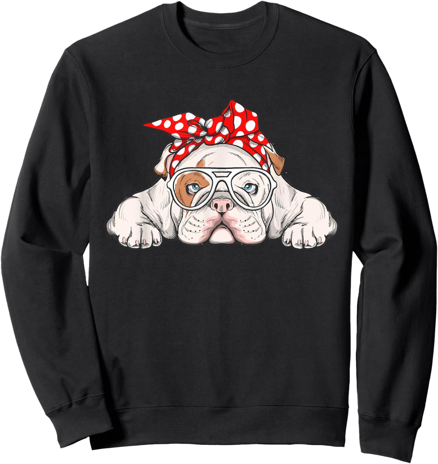 English Bulldog With Bandana - Dog Animal Lover Puppy Owner Sweatshirt - Sweatshirt | Black