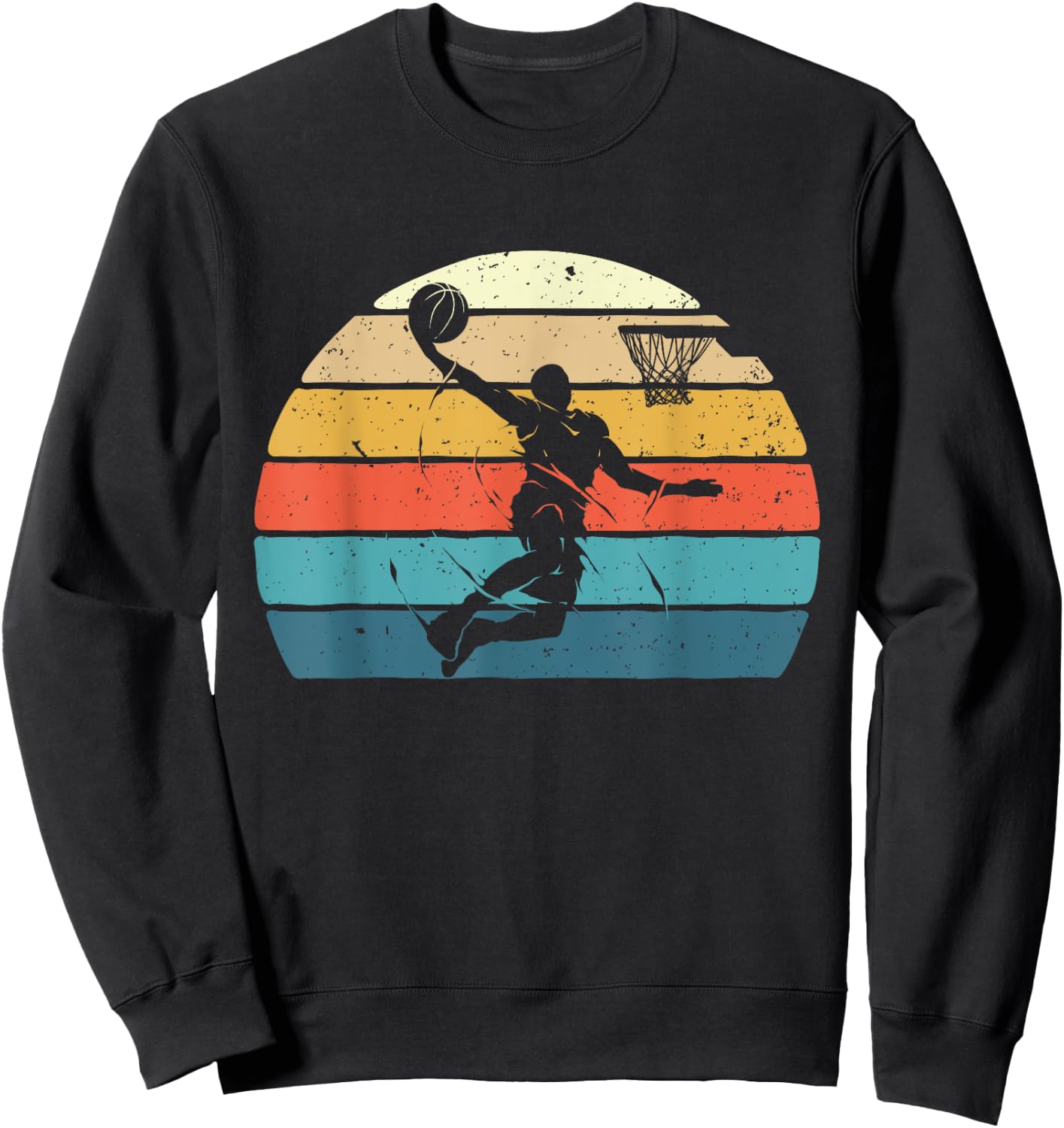 Vintage Basketball Dunk - Ball Game Trainer Sports Lover Sweatshirt - Sweatshirt | Black