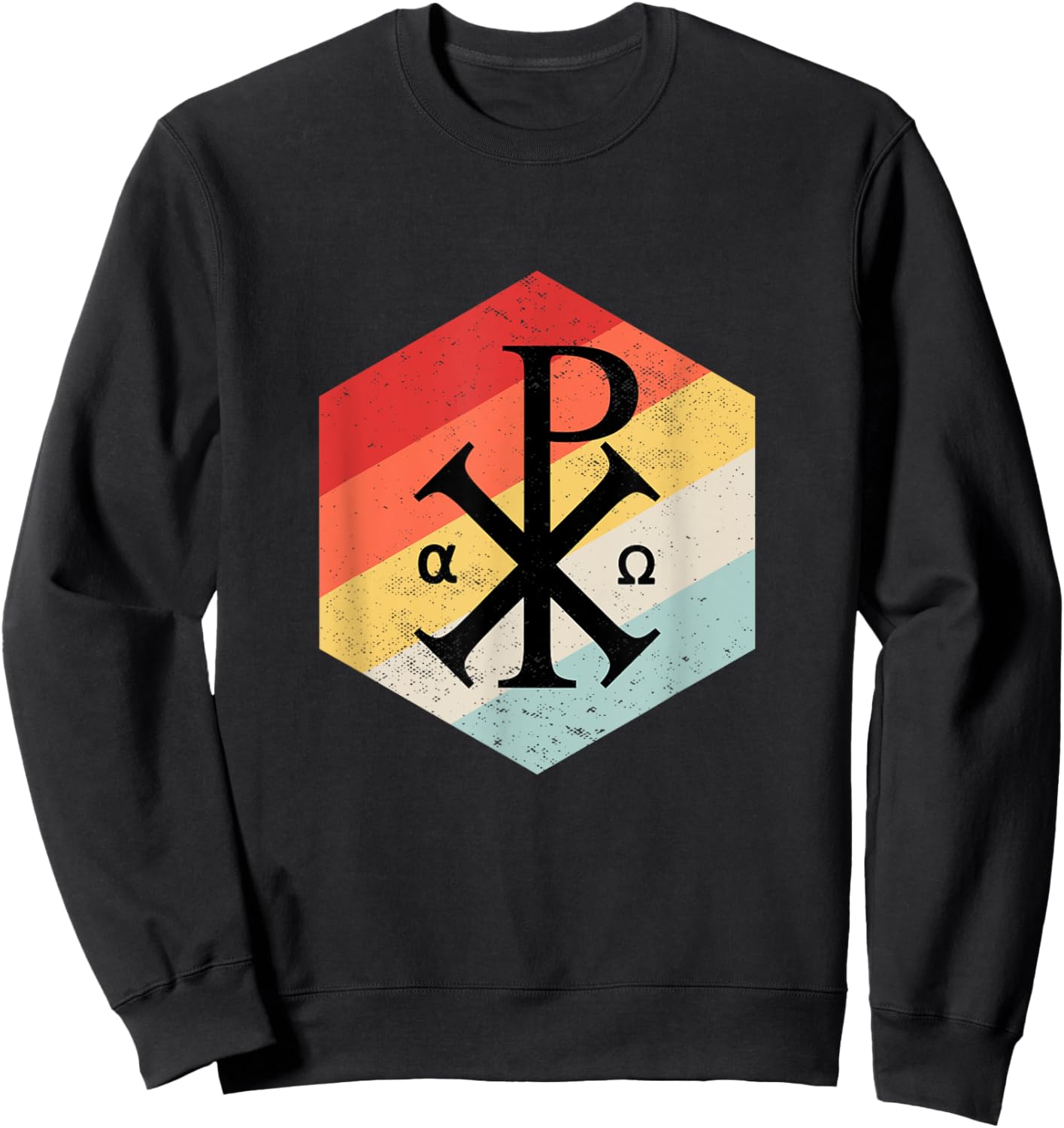 Chi Rho Symbol Motif Jesus Constantine Cross Christian Sweatshirt - Sweatshirt | Black