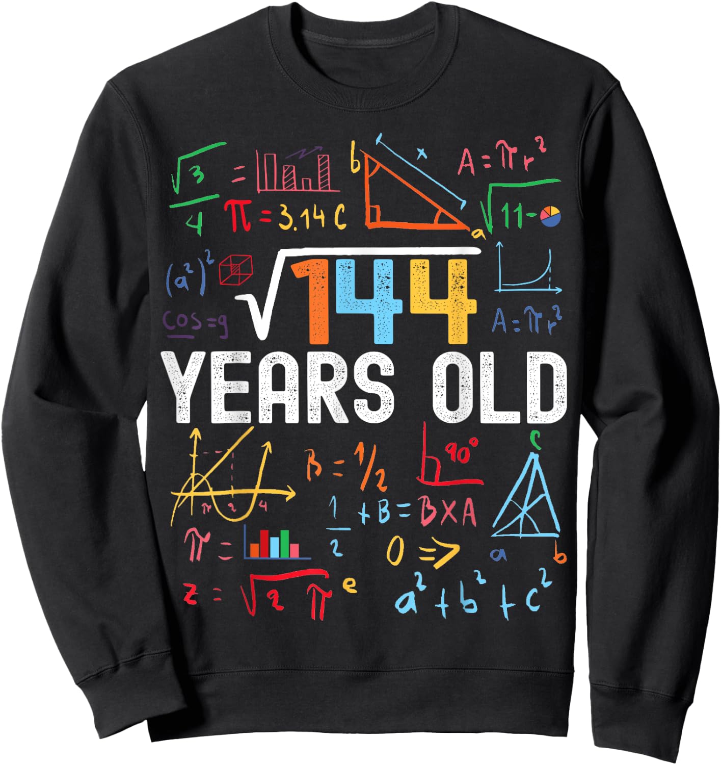 Square Root Of 144 12th Birthday 12 Years Old Birthday Sweatshirt - Sweatshirt | Black