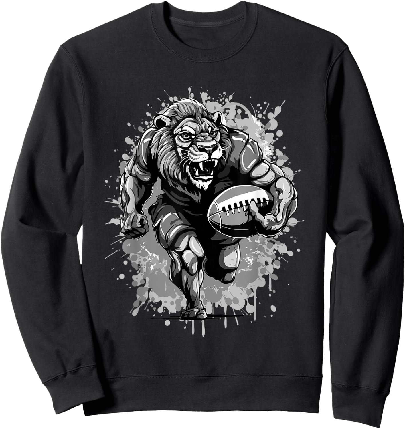 Lion American Football Team Animal Mascot Sweatshirt - Sweatshirt | Black