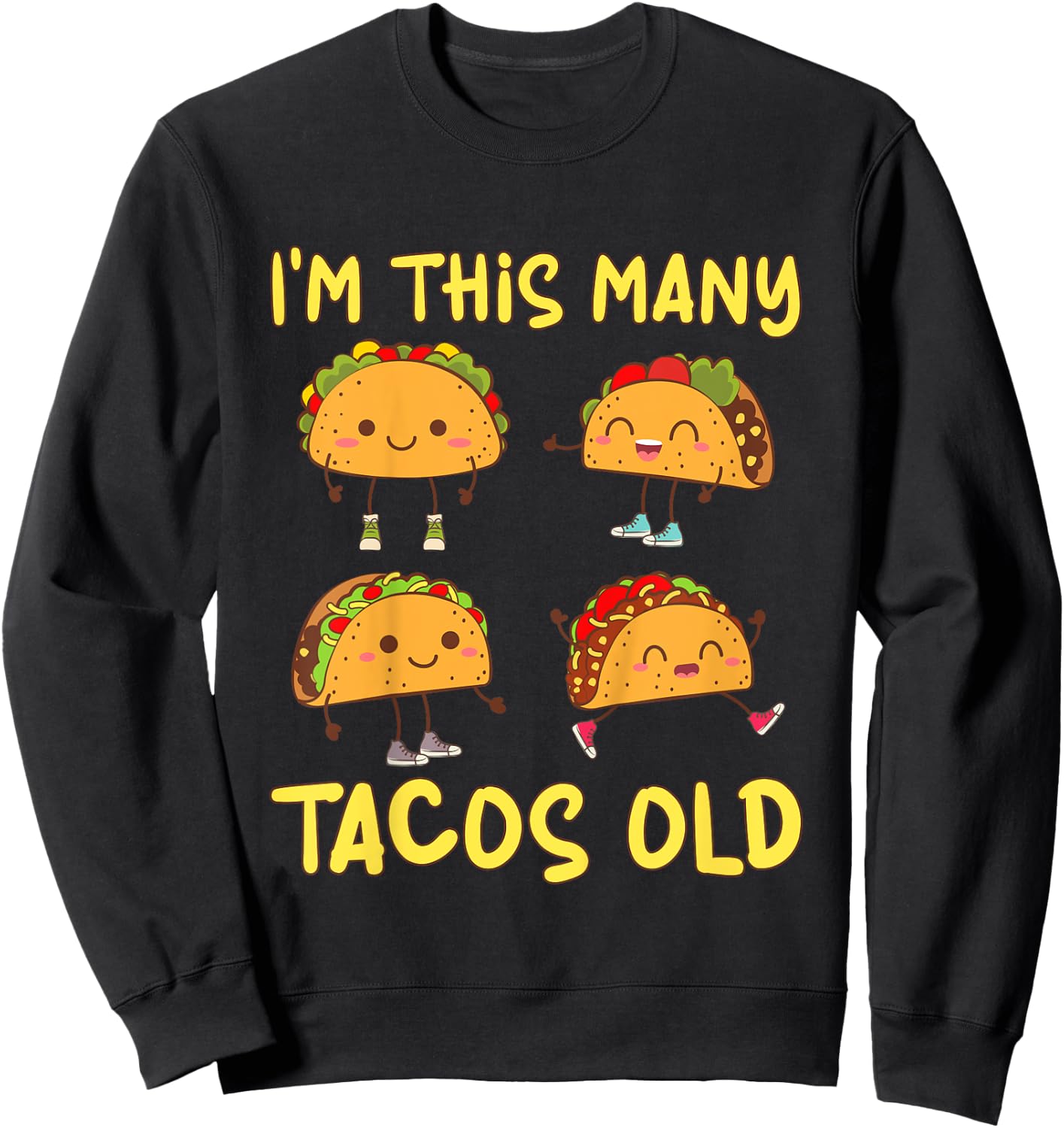 Kids 4 Years Old Boy Tacos Old 4th Birthday Kids Sweatshirt - Sweatshirt | Black