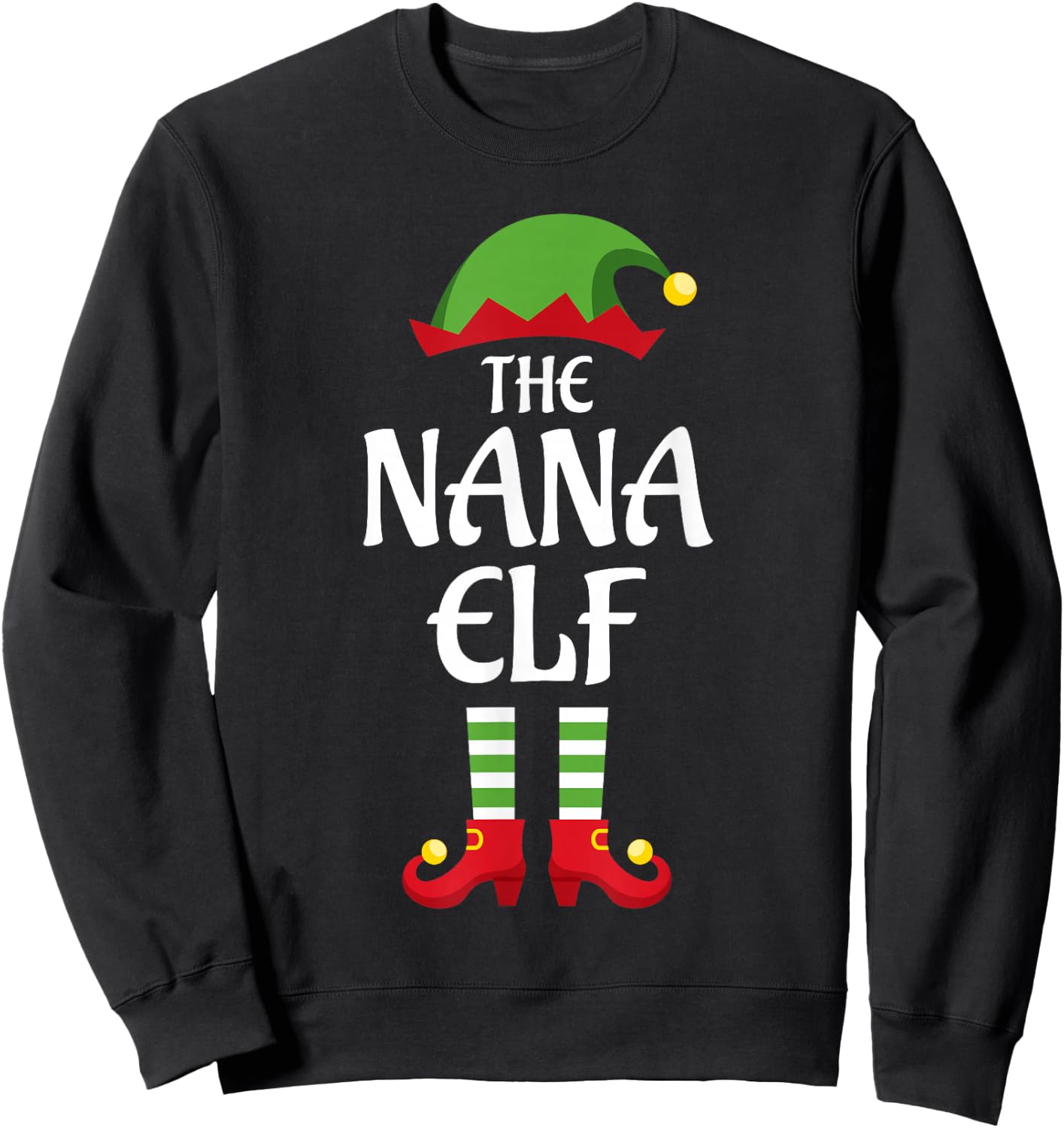 Nana Elf Family Matching Group Christmas Sweatshirt - Sweatshirt | Black