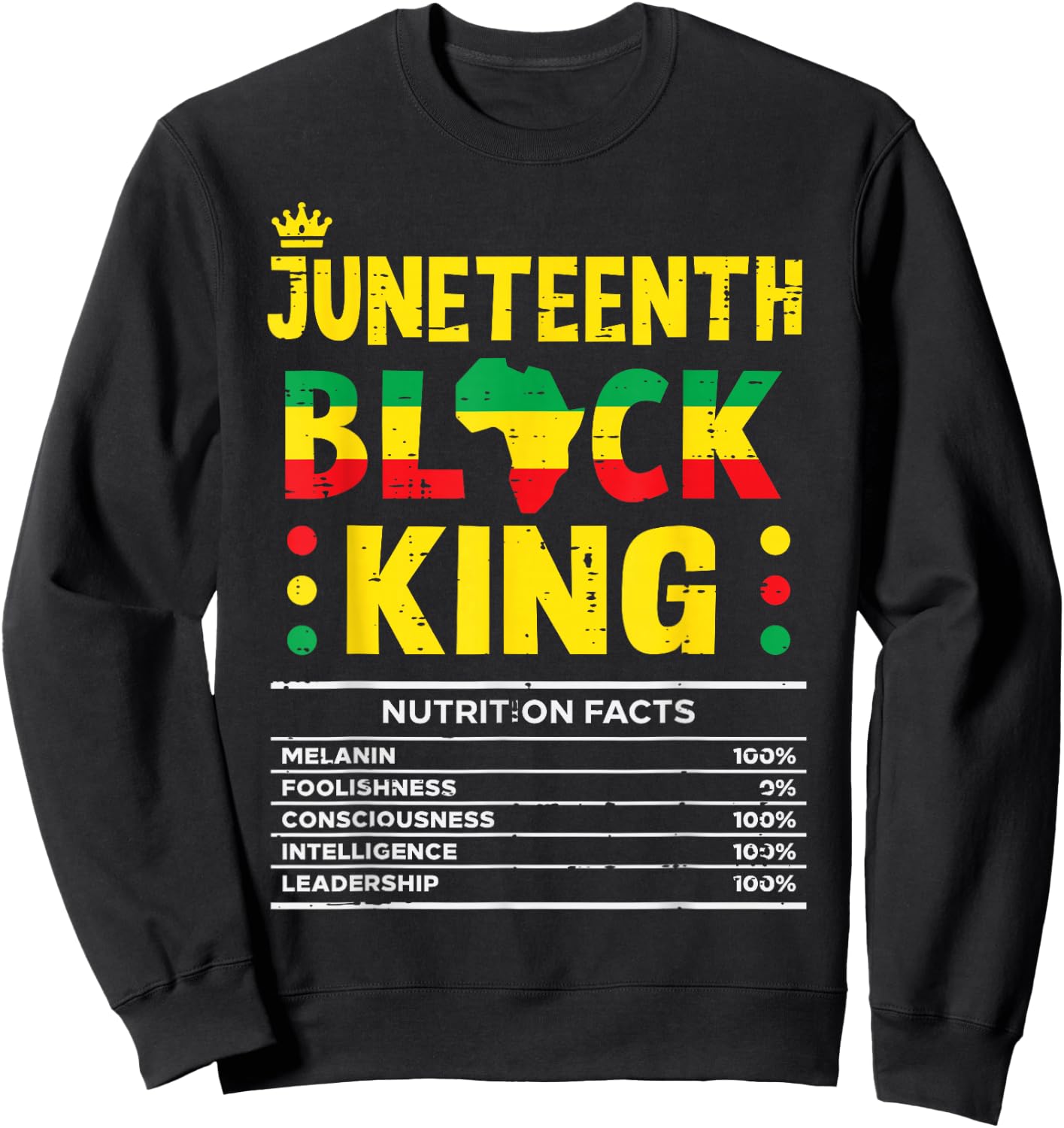 Juneteenth Black King African American Men Boys Kids Youth Sweatshirt - Sweatshirt | Black