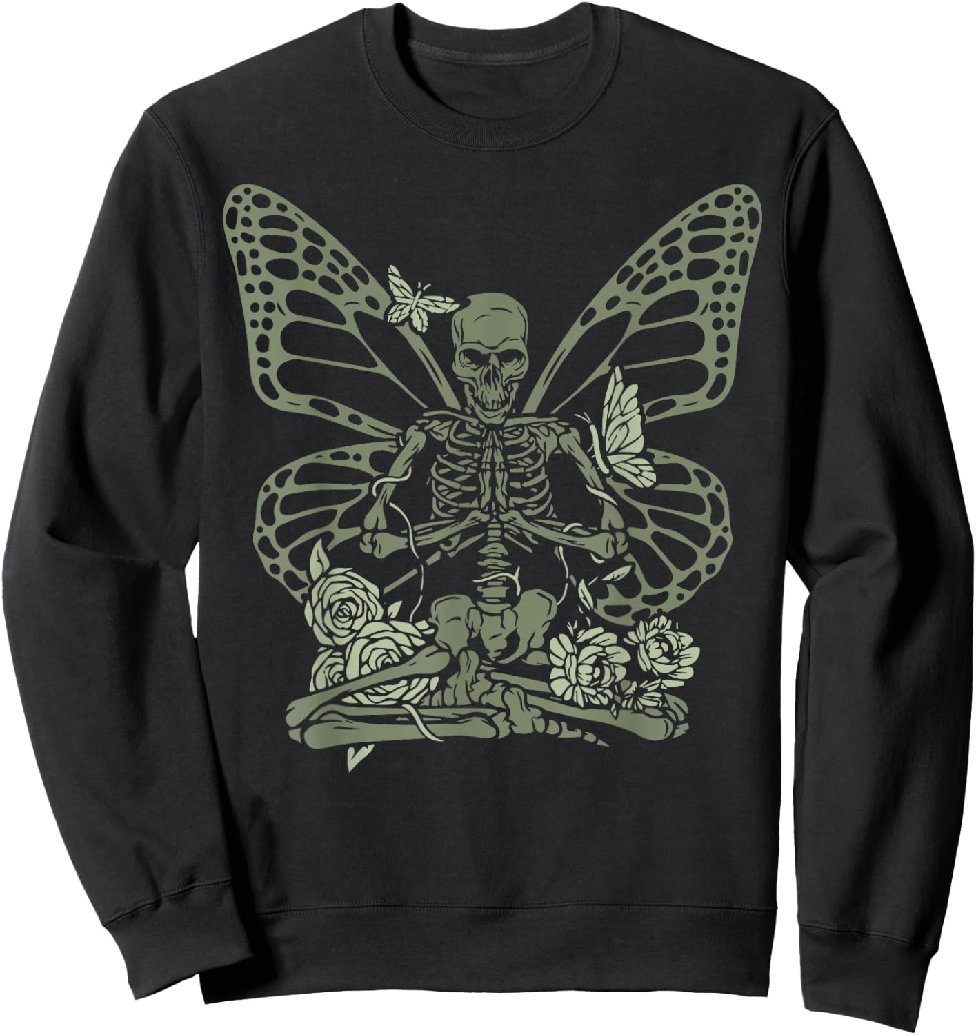 Fairy Grunge Fairycore Aesthetic Skeleton Butterfly Gothic Sweatshirt - Sweatshirt | Black