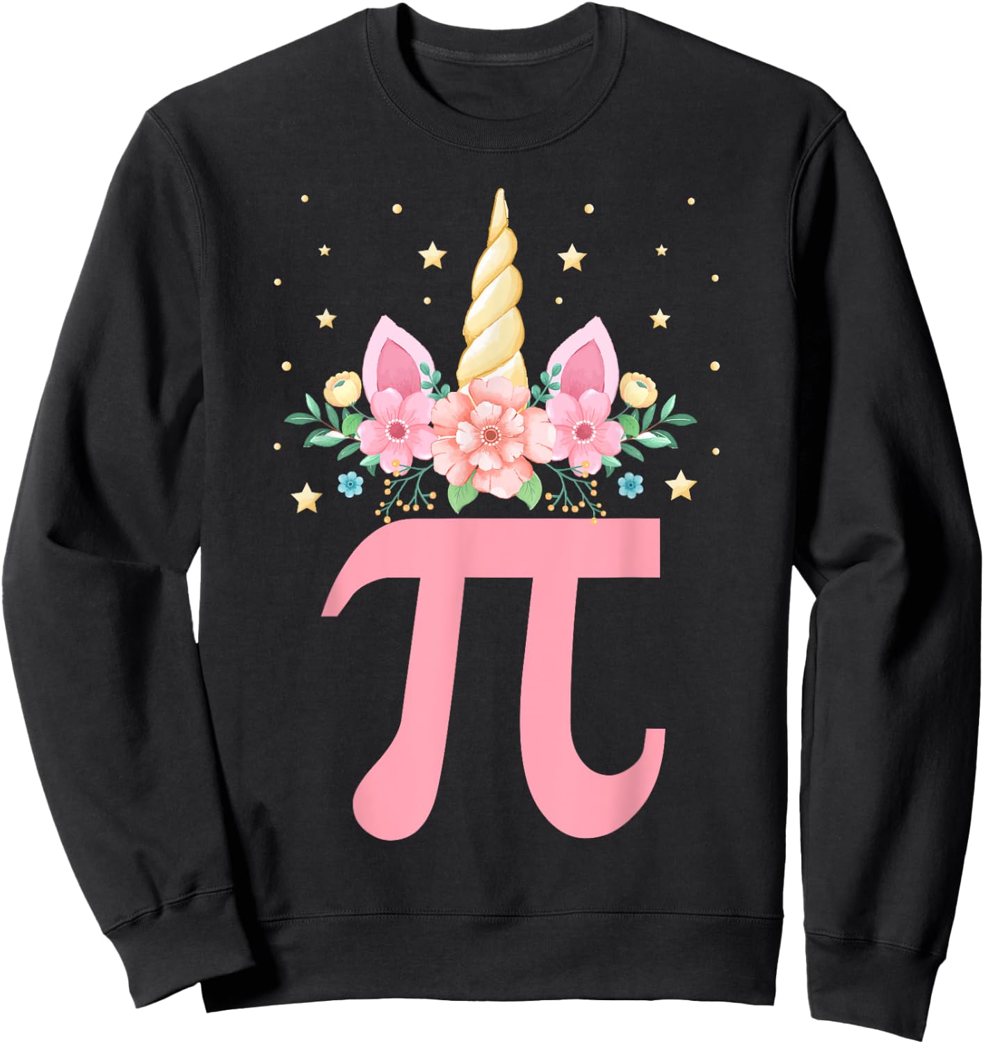 Cute Unicorn Pi day Floral Kids Boys Girls Math Teachers Sweatshirt - Sweatshirt | Black