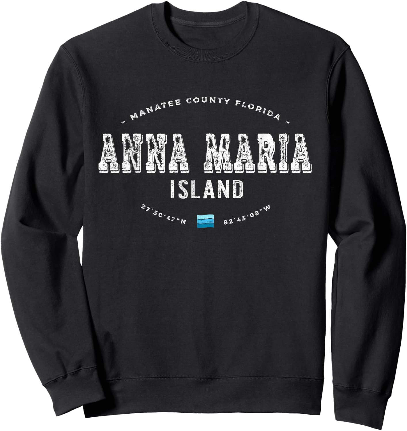 Vintage Retro Anna Maria Island Florida Graphic Sweatshirt - Sweatshirt | Black