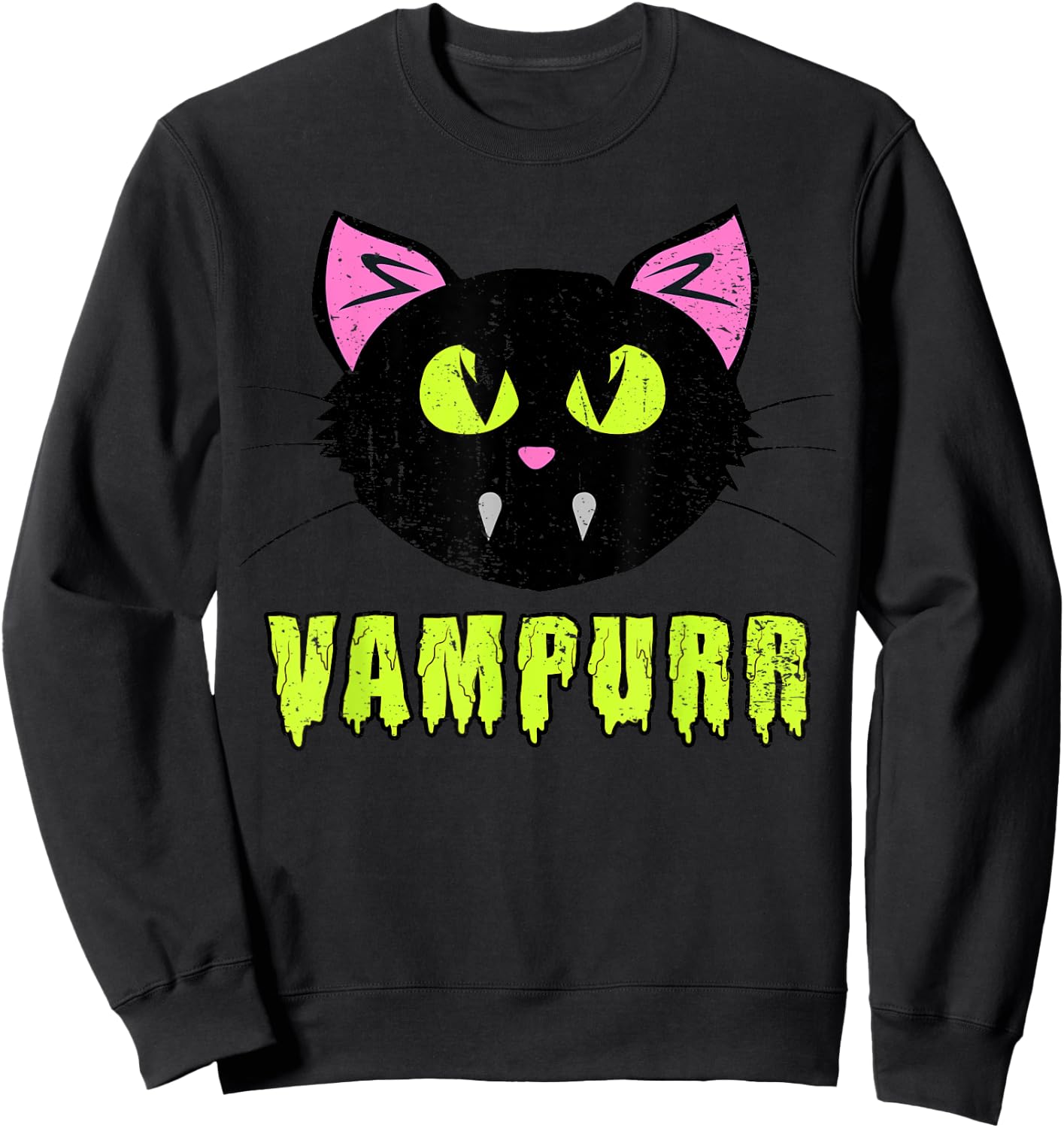 Vampurr Vampire Black Cat-Shirt Funny Lazy Halloween Costume Sweatshirt - Sweatshirt | Black