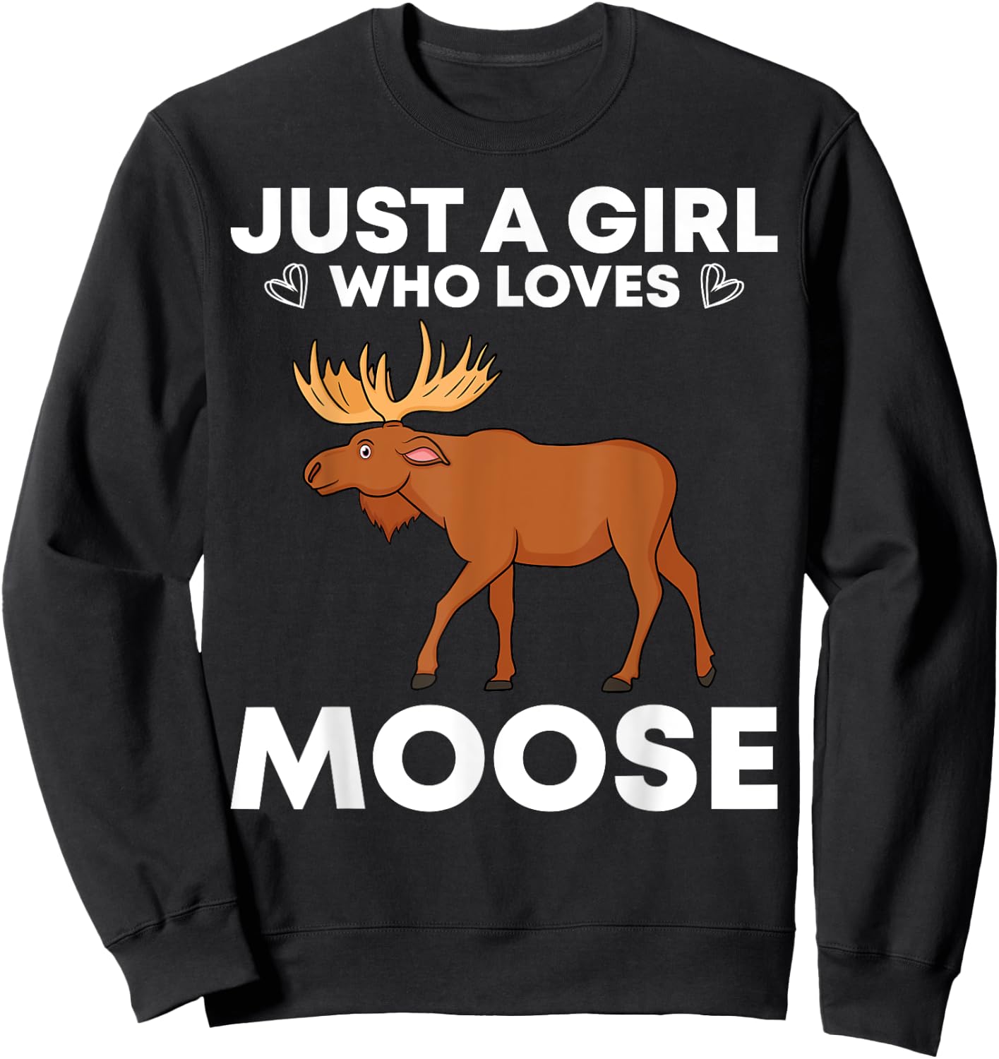 Funny Moose Girls Antler Alces Elk Forest Animal Sweatshirt - Sweatshirt | Black