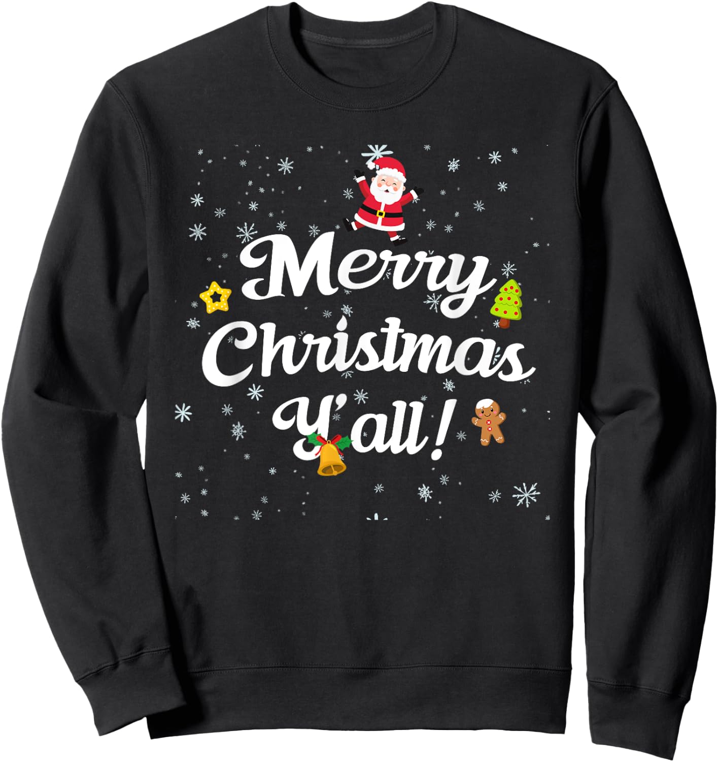 Merry Christmas Y'all Sweatshirt - Sweatshirt | Black