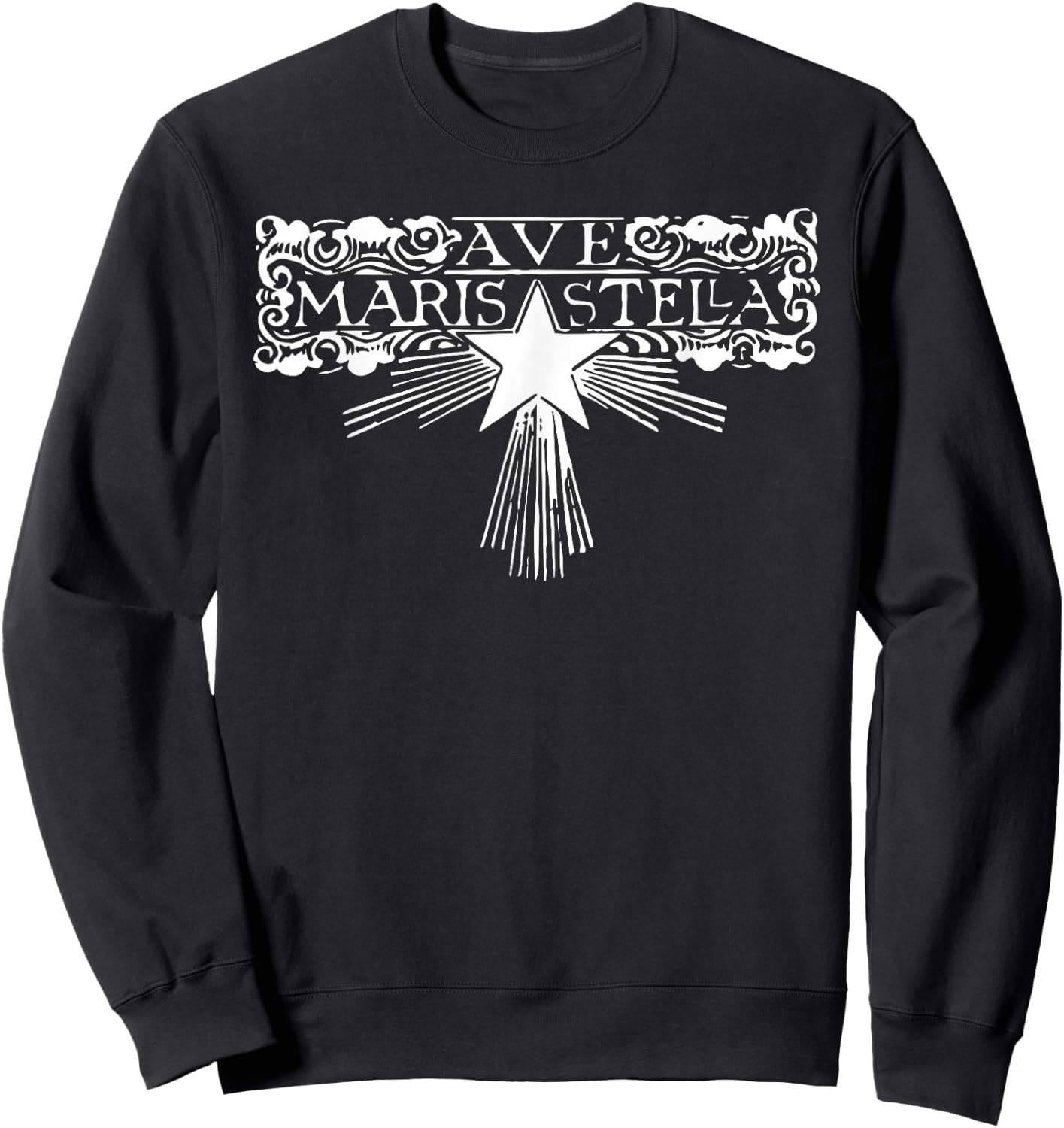 Ave Maris Stella Catholic Women Blessed Mother Latin Mass Sweatshirt - Sweatshirt | Black