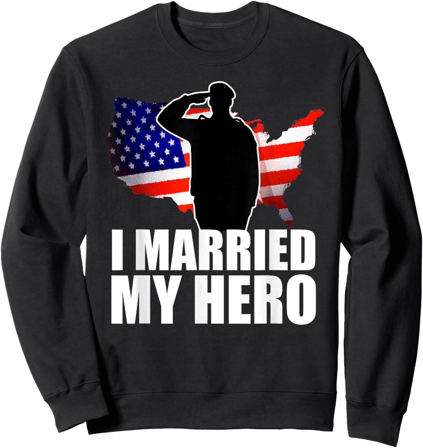Patriotic American Flag Veteran Military Wife Support Women Sweatshirt - Sweatshirt | Black